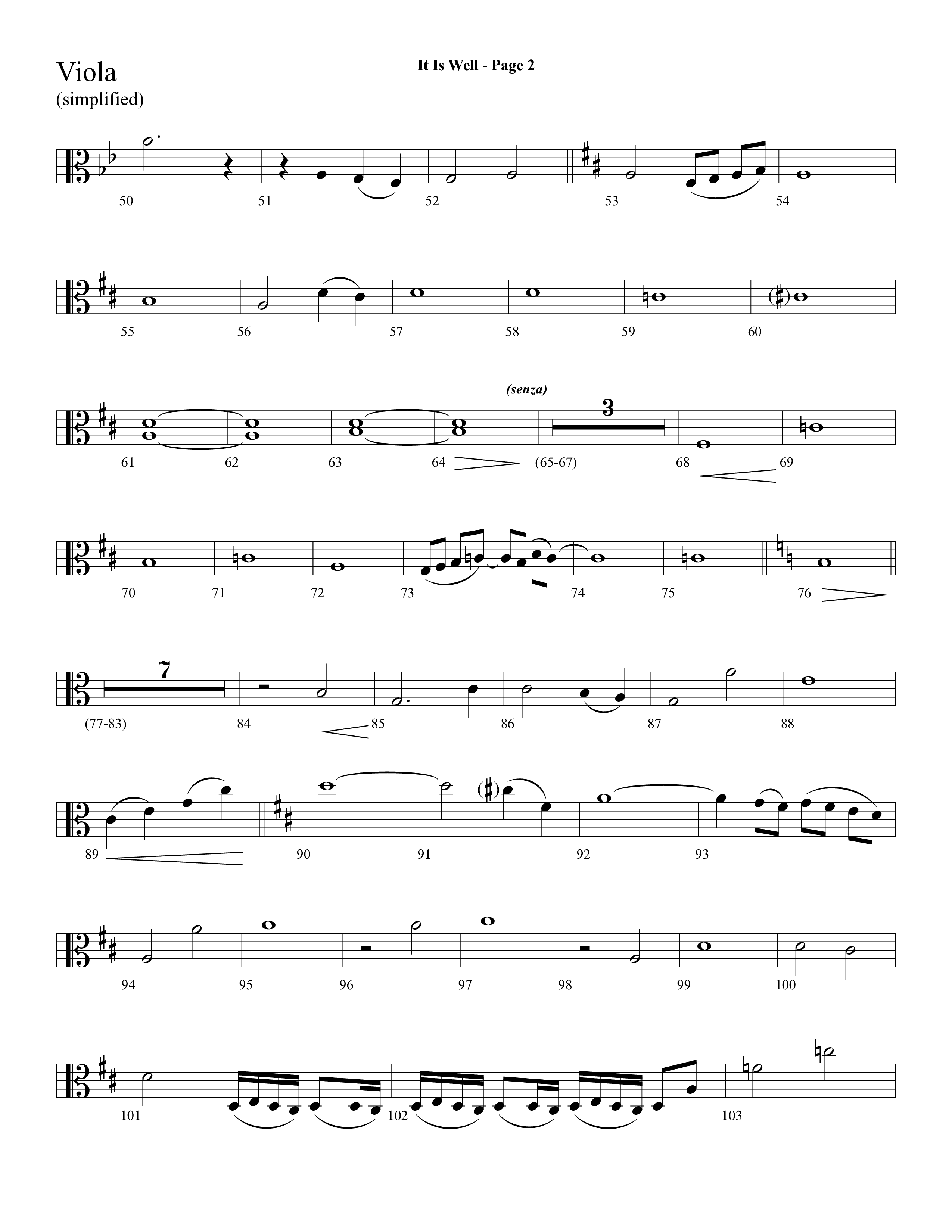 It Is Well (Choral Anthem SATB) Viola (Lifeway Choral / Arr. Dave Williamson)