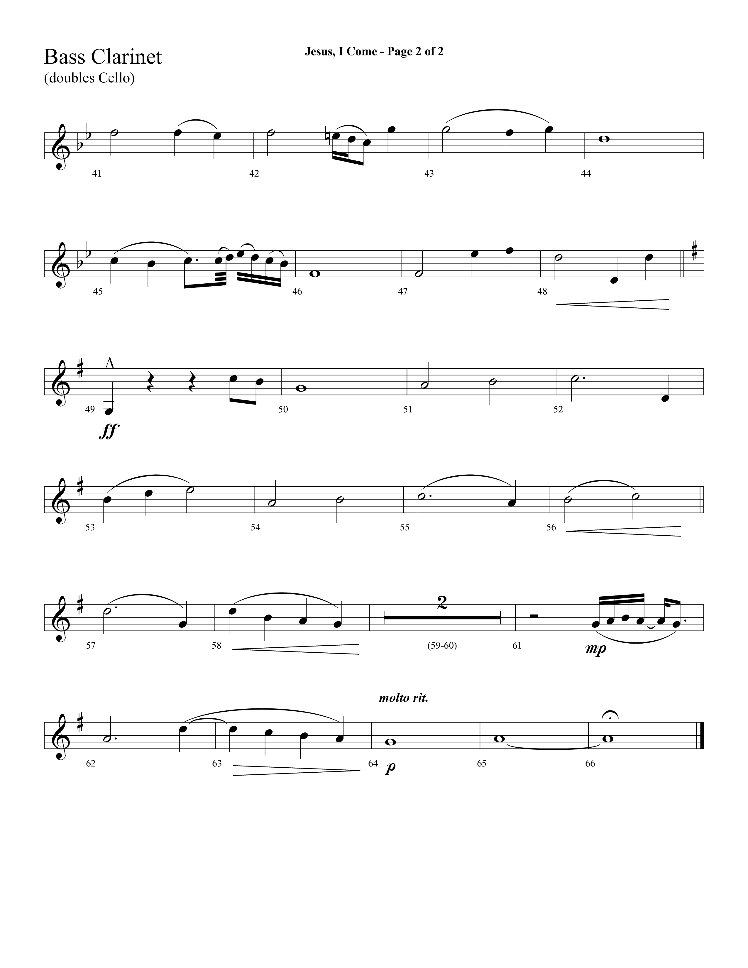 Jesus I Come (with Pass Me Not) (Choral Anthem SATB) Bass Clarinet (Lifeway Choral / Arr. Cliff Duren)