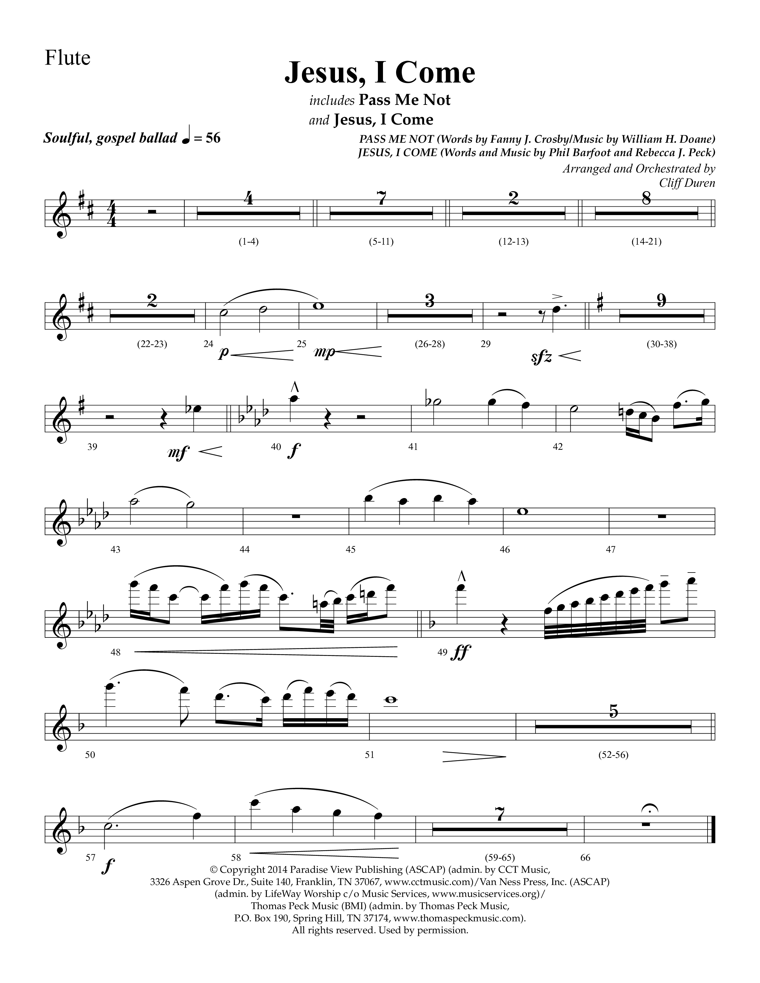 Jesus I Come (with Pass Me Not) (Choral Anthem SATB) Flute (Lifeway Choral / Arr. Cliff Duren)