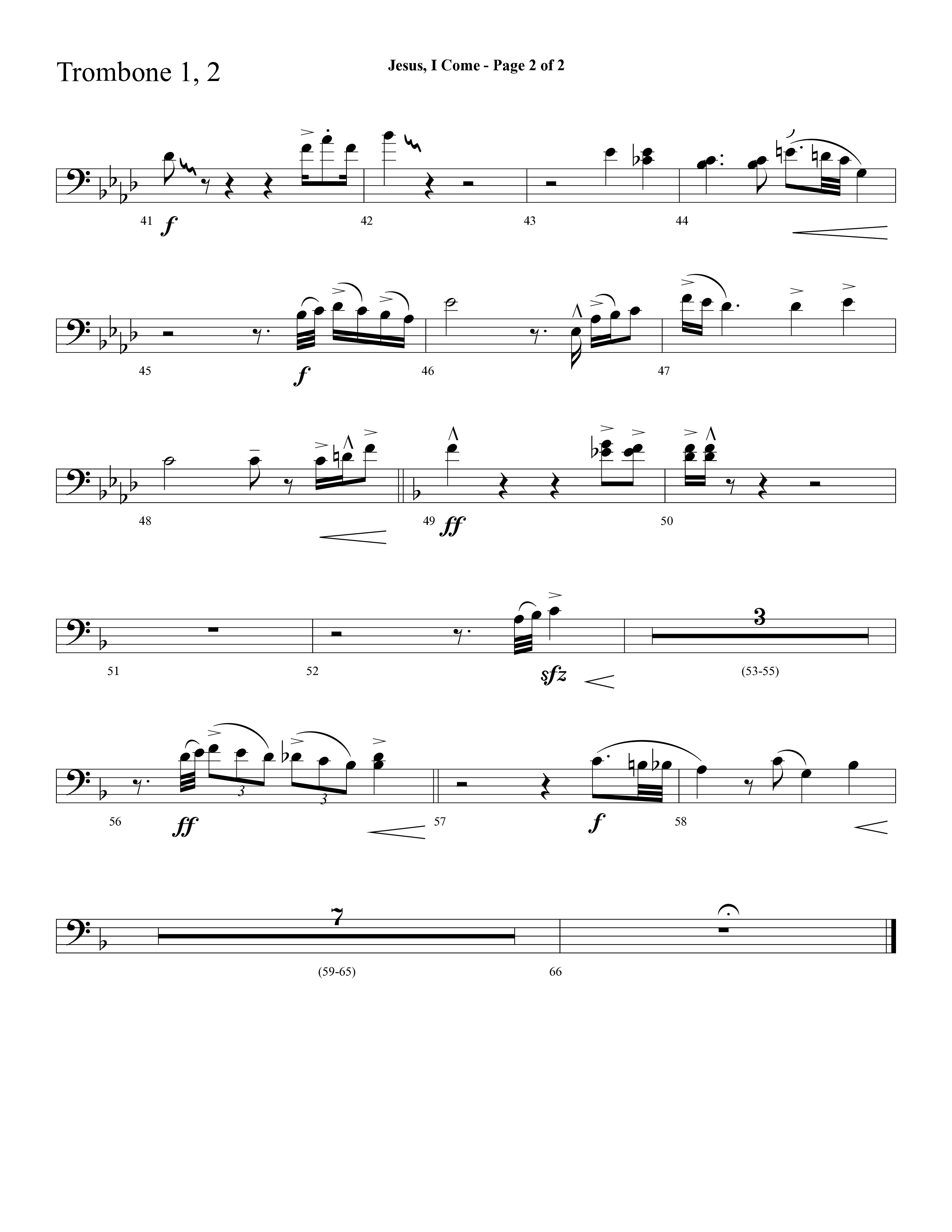 Jesus I Come (with Pass Me Not) (Choral Anthem SATB) Trombone 1/2 (Lifeway Choral / Arr. Cliff Duren)