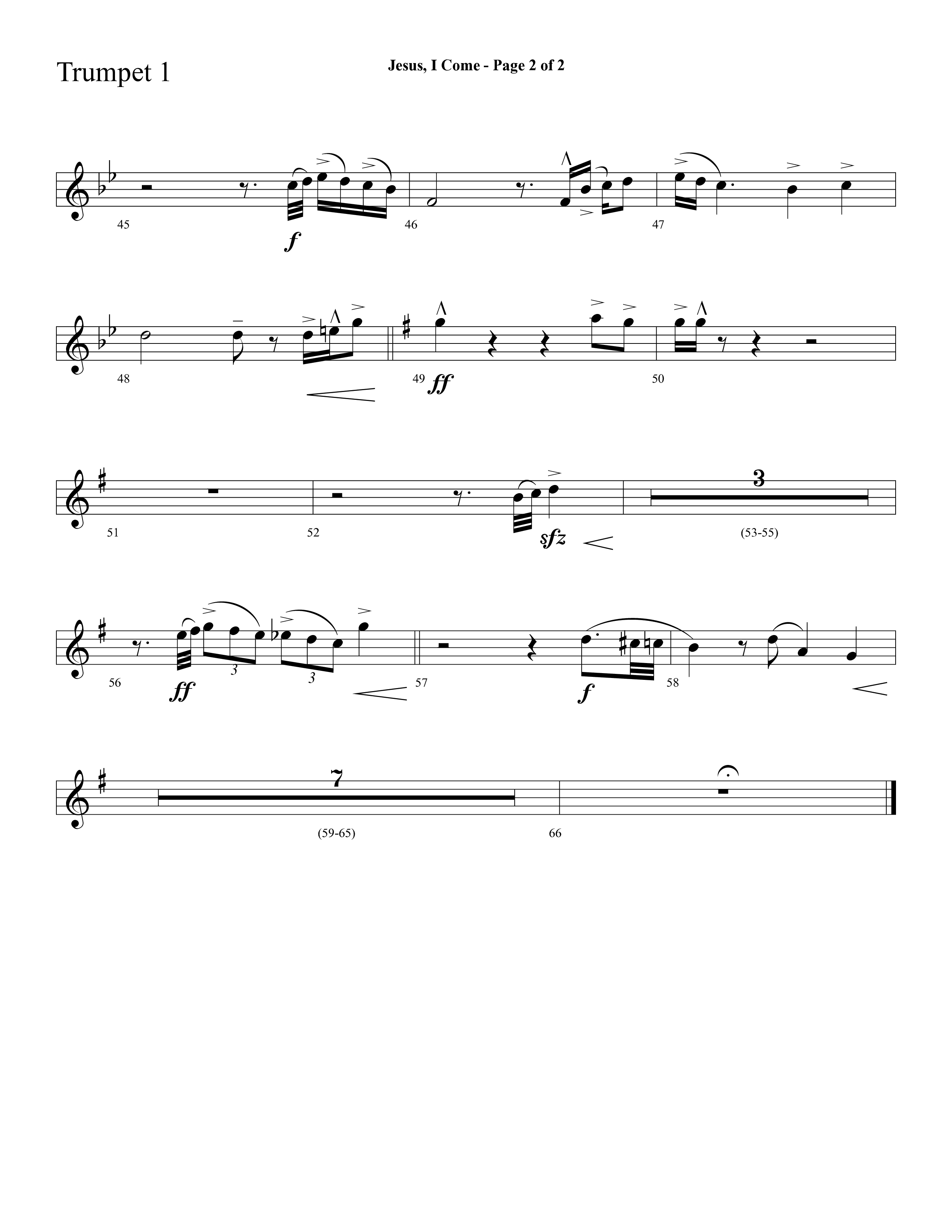 Jesus I Come (with Pass Me Not) (Choral Anthem SATB) Trumpet 1 (Lifeway Choral / Arr. Cliff Duren)