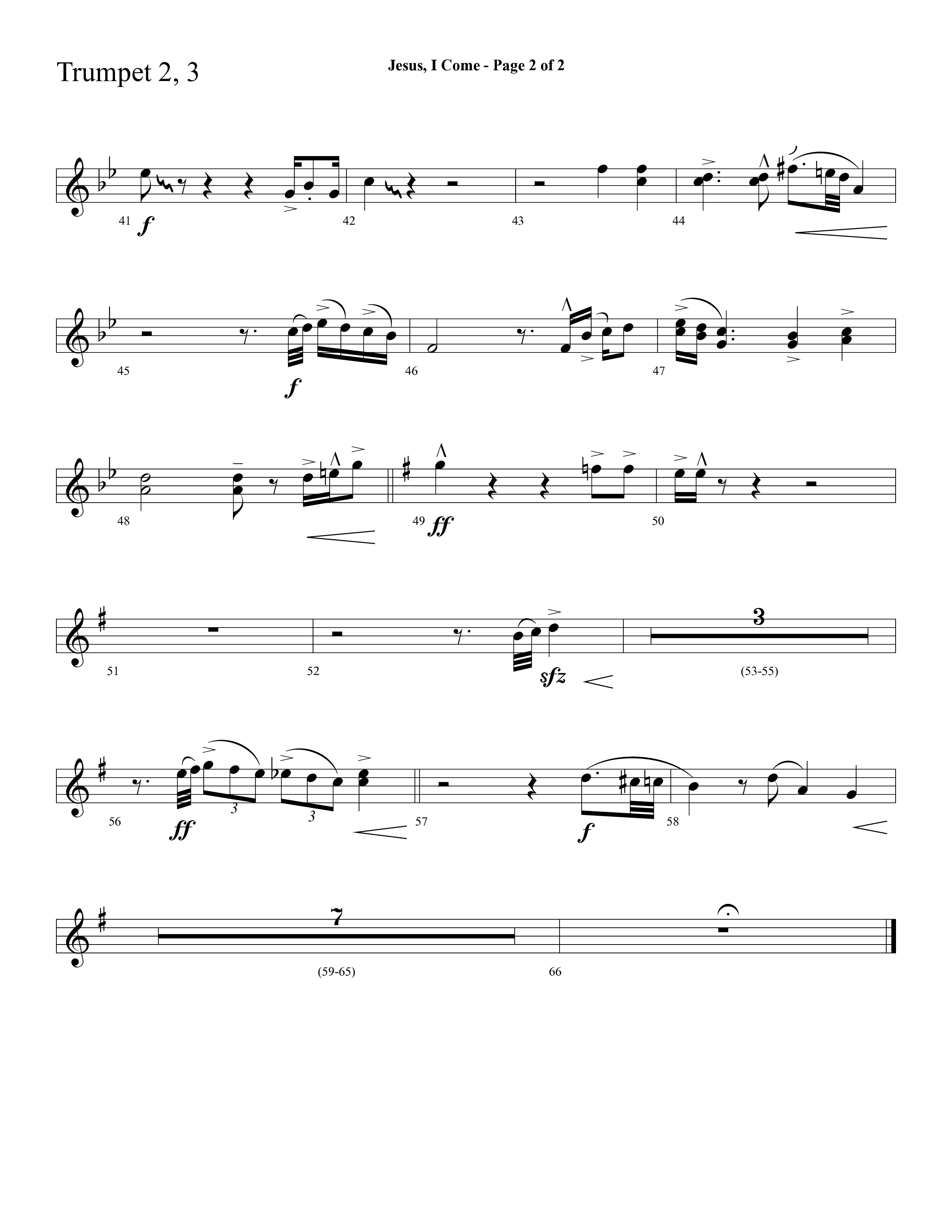 Jesus I Come (with Pass Me Not) (Choral Anthem SATB) Trumpet 2/3 (Lifeway Choral / Arr. Cliff Duren)