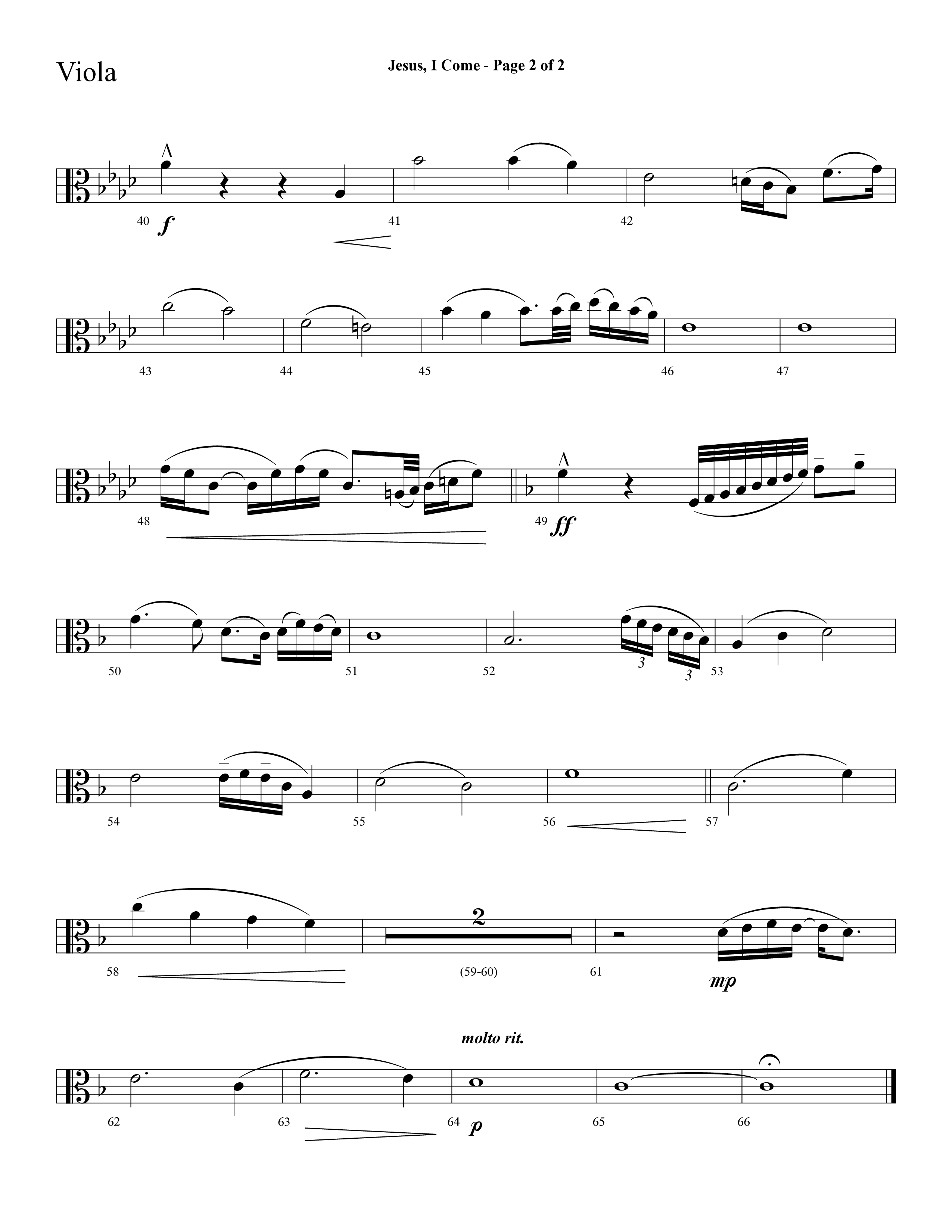 Jesus I Come (with Pass Me Not) (Choral Anthem SATB) Viola (Lifeway Choral / Arr. Cliff Duren)