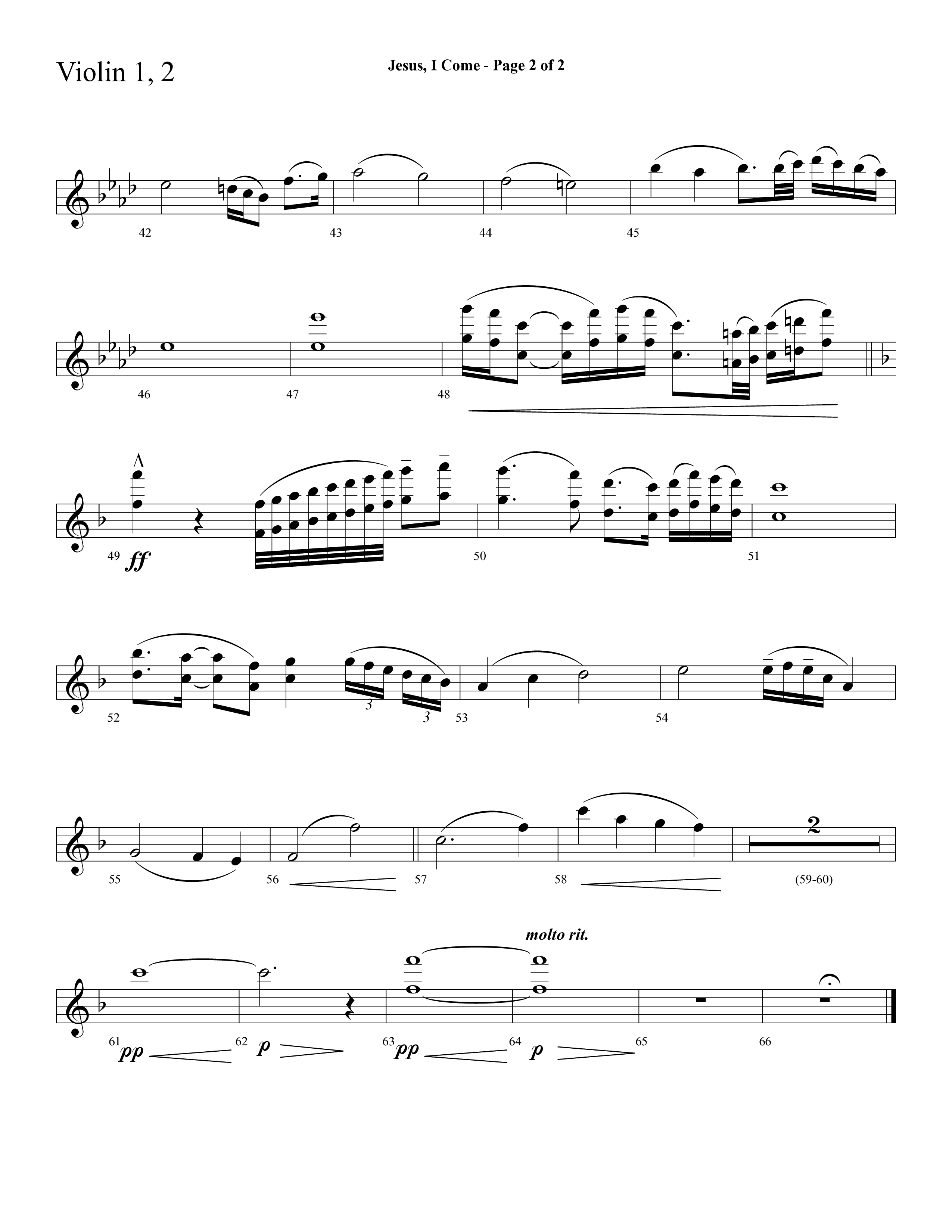 Jesus I Come (with Pass Me Not) (Choral Anthem SATB) Violin 1/2 (Lifeway Choral / Arr. Cliff Duren)