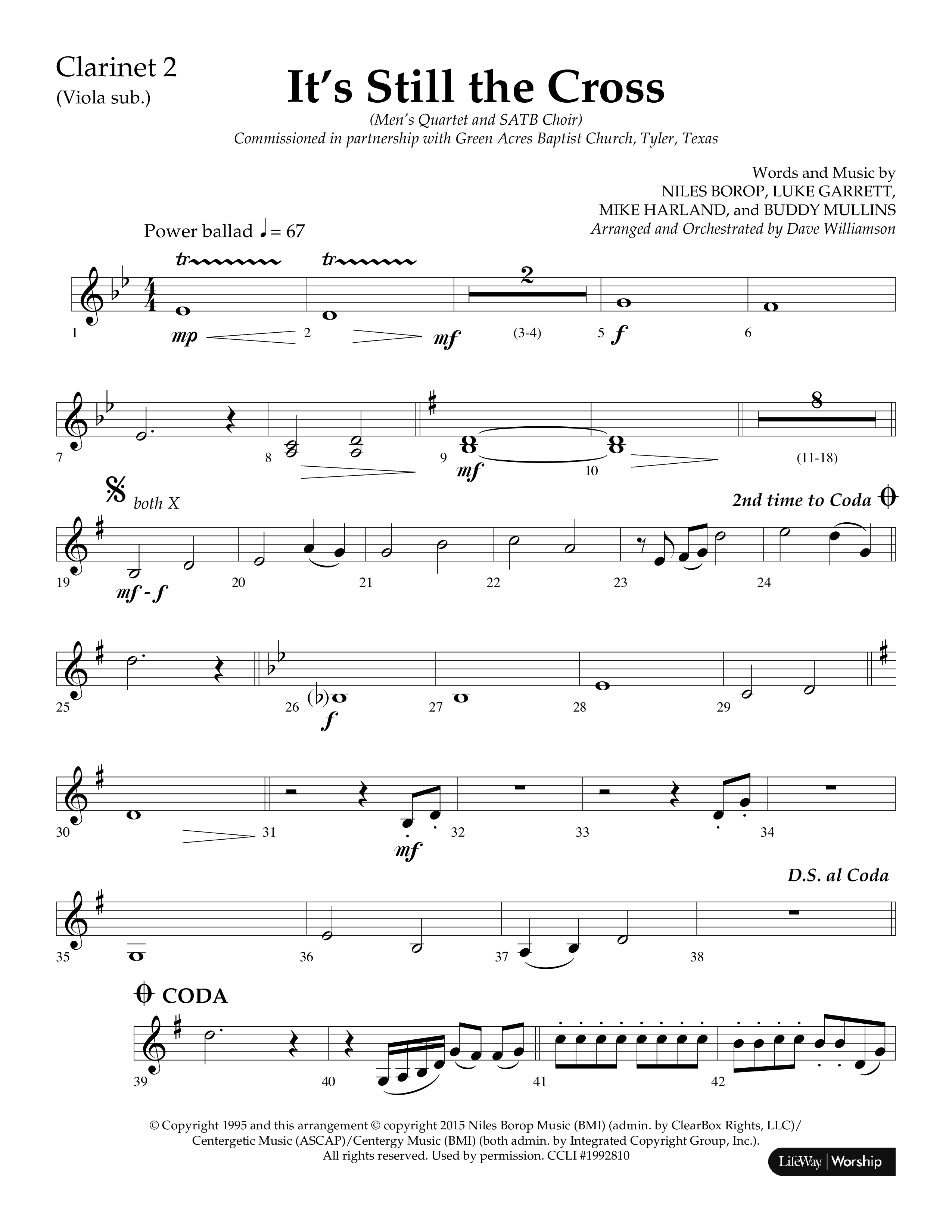 It’s Still The Cross (Choral Anthem SATB) Clarinet 1/2 (Lifeway Choral / Arr. Dave Williamson)