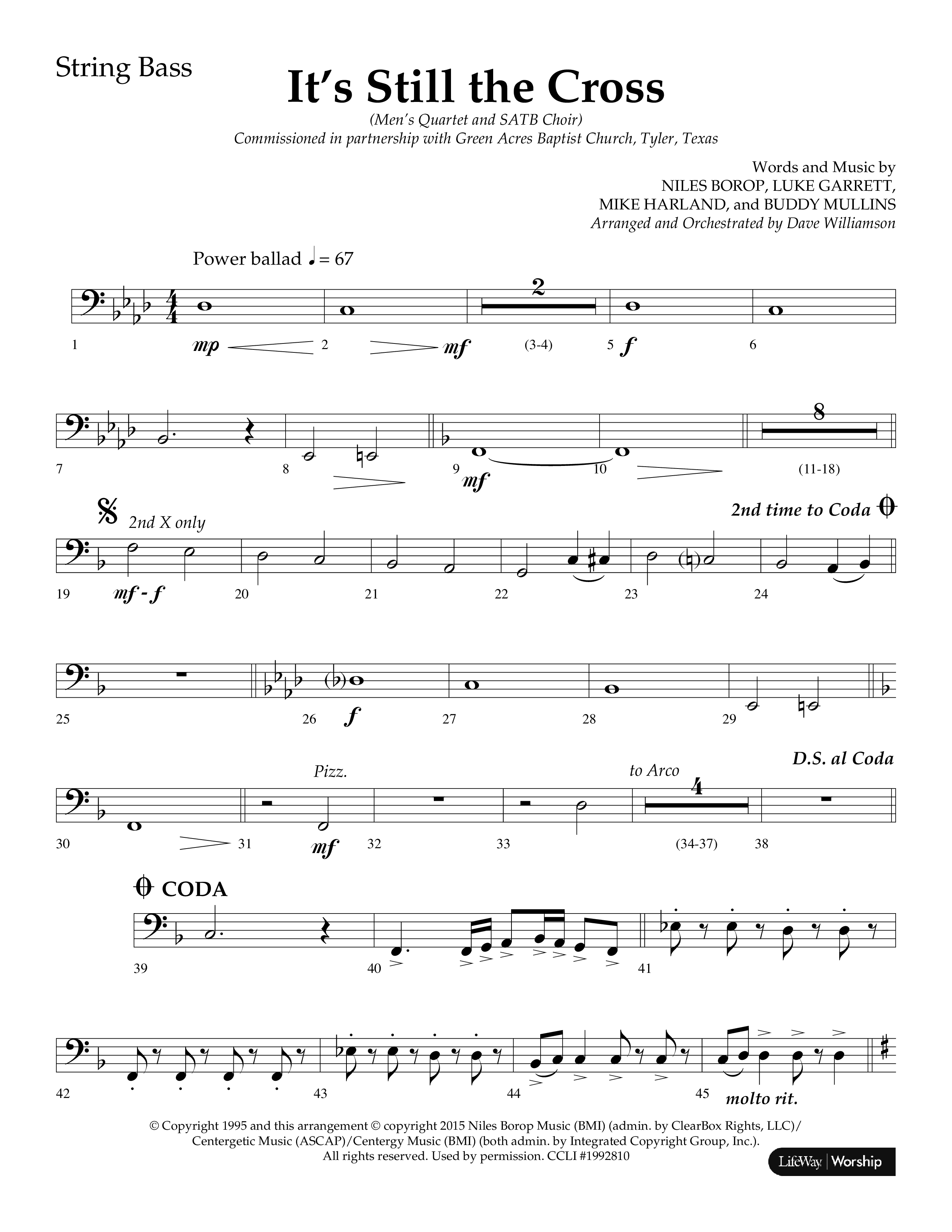 It’s Still The Cross (Choral Anthem SATB) String Bass (Lifeway Choral / Arr. Dave Williamson)