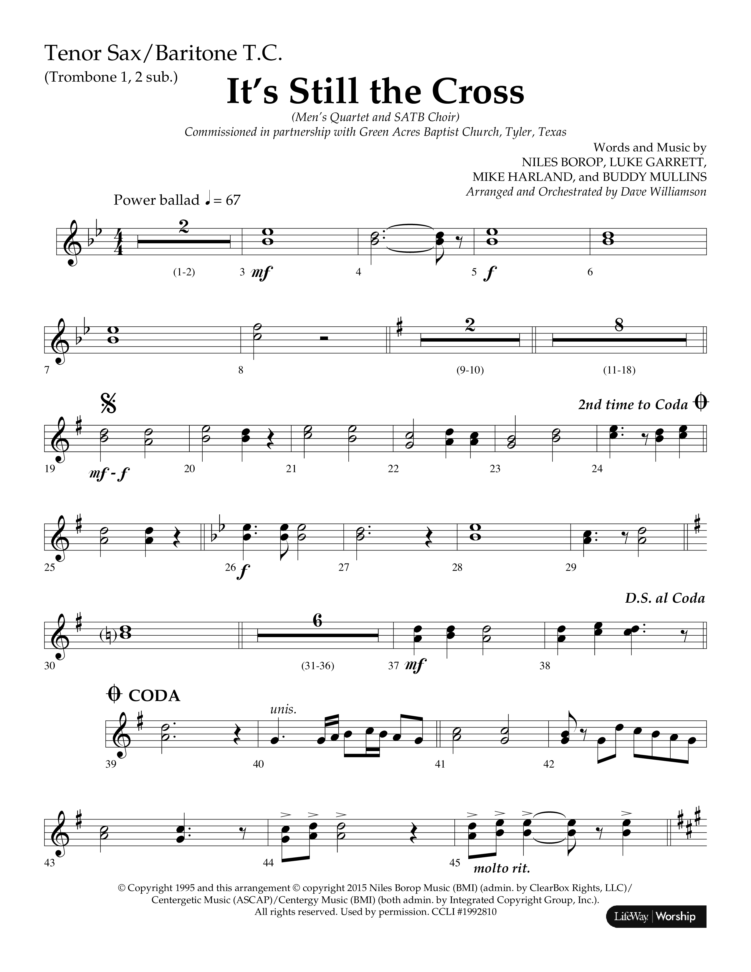 It’s Still The Cross (Choral Anthem SATB) Tenor Sax/Baritone T.C. (Lifeway Choral / Arr. Dave Williamson)
