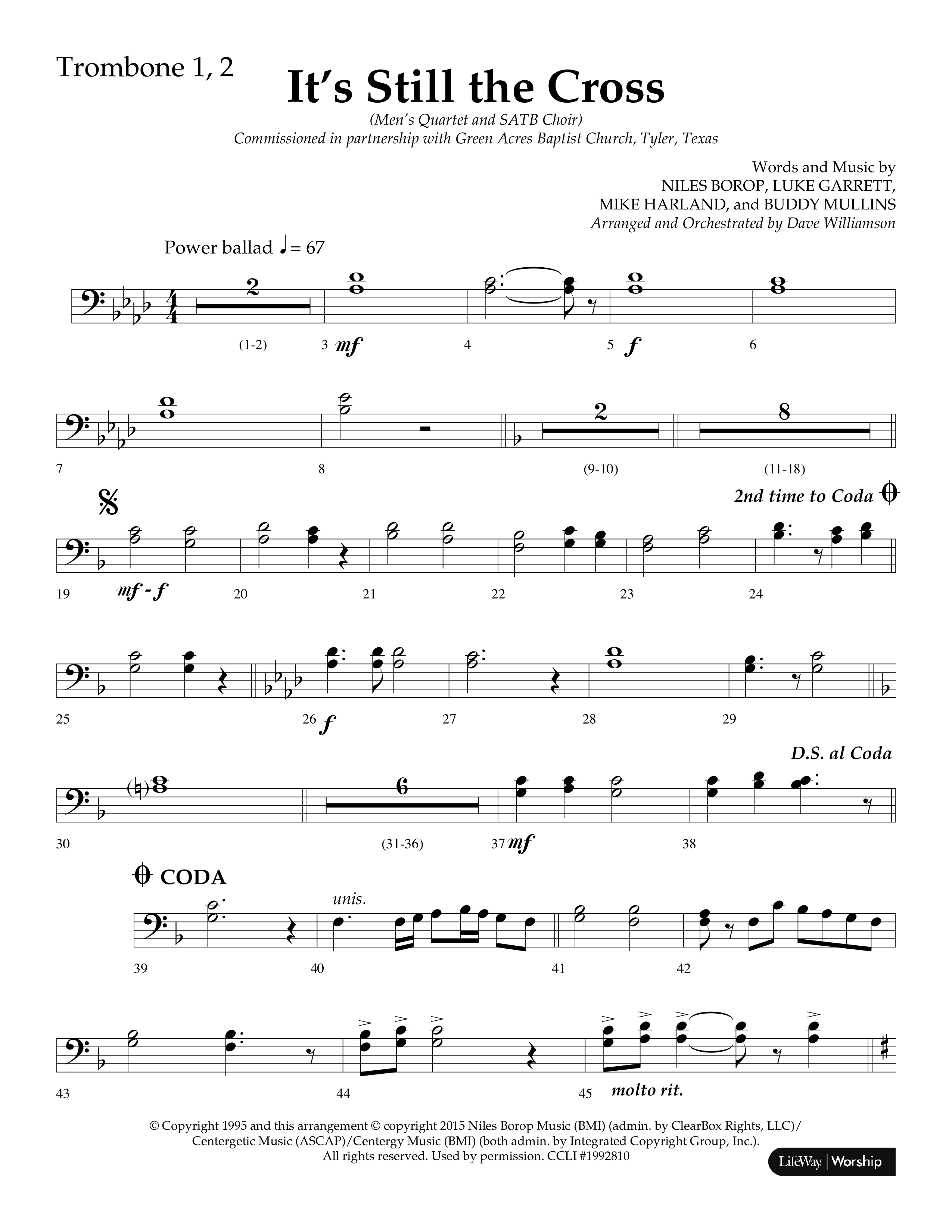 It’s Still The Cross (Choral Anthem SATB) Trombone 1/2 (Lifeway Choral / Arr. Dave Williamson)