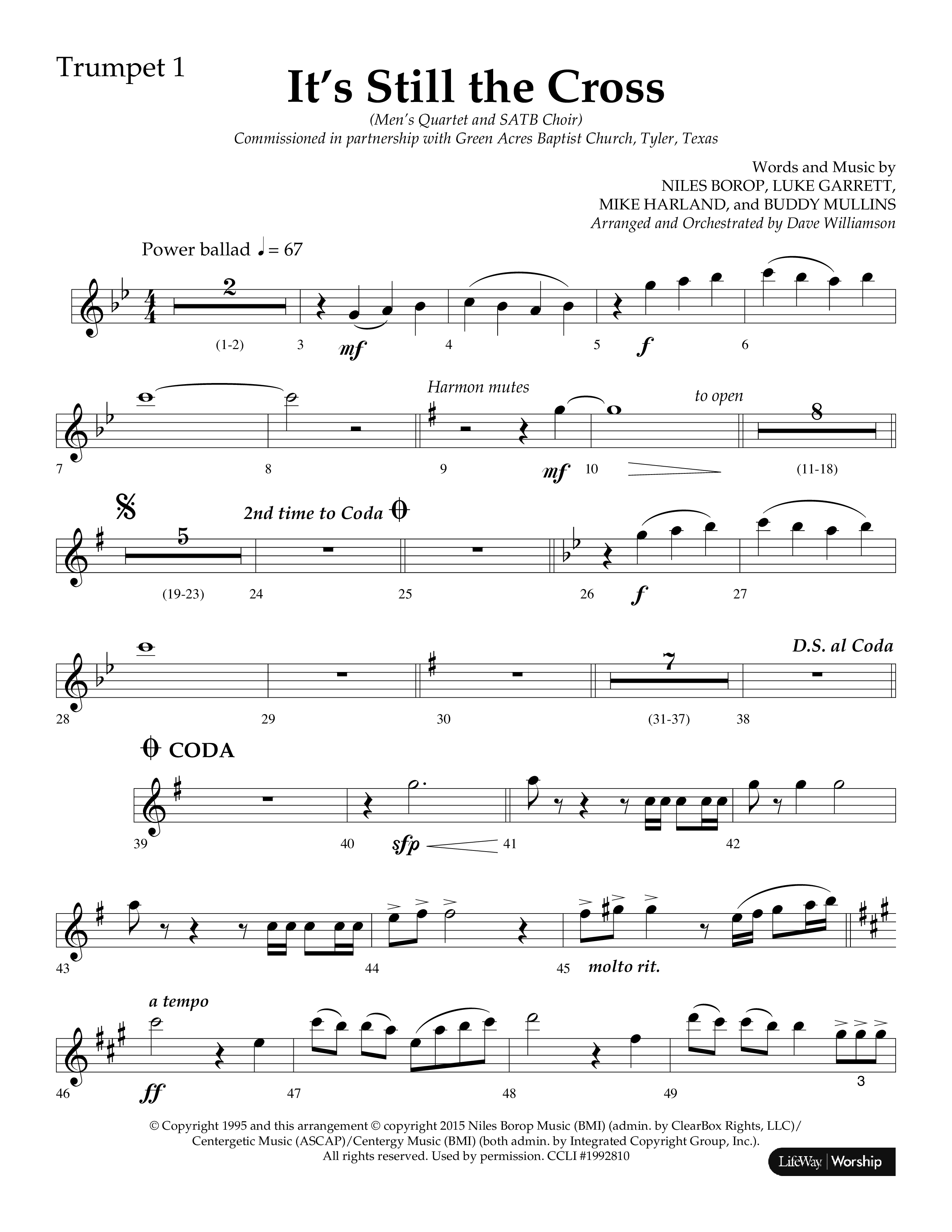 It’s Still The Cross (Choral Anthem SATB) Trumpet 1 (Lifeway Choral / Arr. Dave Williamson)