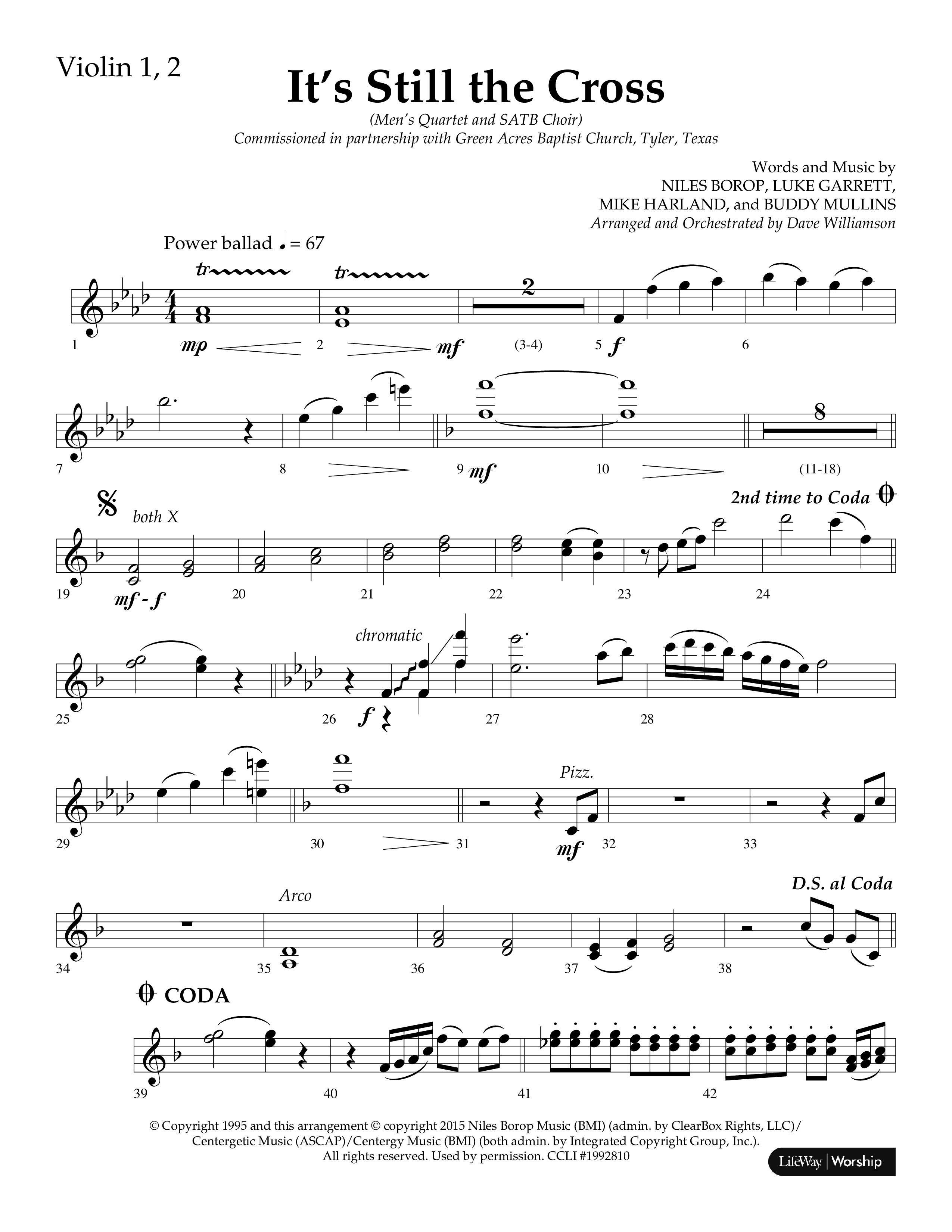 It’s Still The Cross (Choral Anthem SATB) Violin 1/2 (Lifeway Choral / Arr. Dave Williamson)