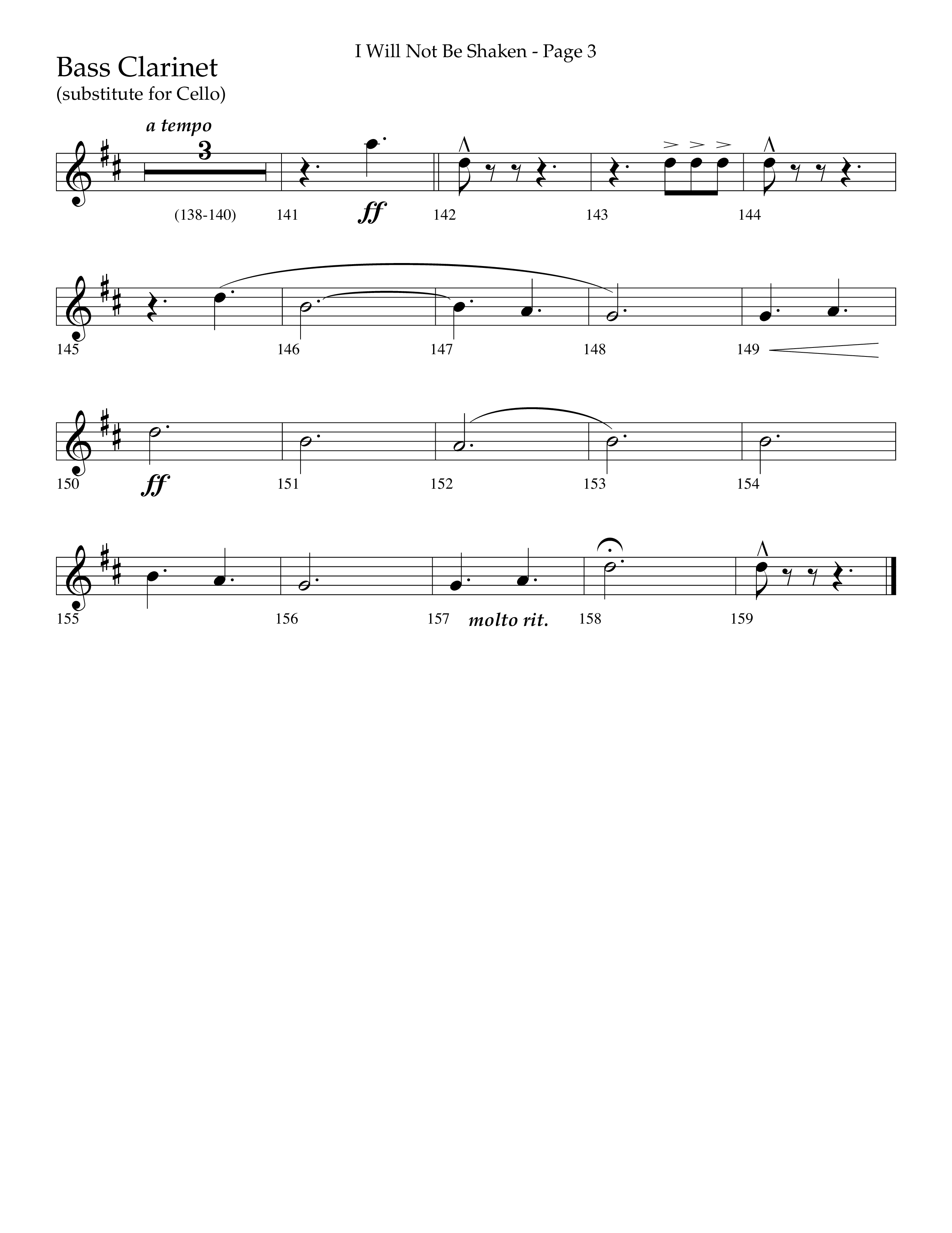 I Will Not Be Shaken (Choral Anthem SATB) Bass Clarinet (Lifeway Choral / Arr. Cliff Duren)
