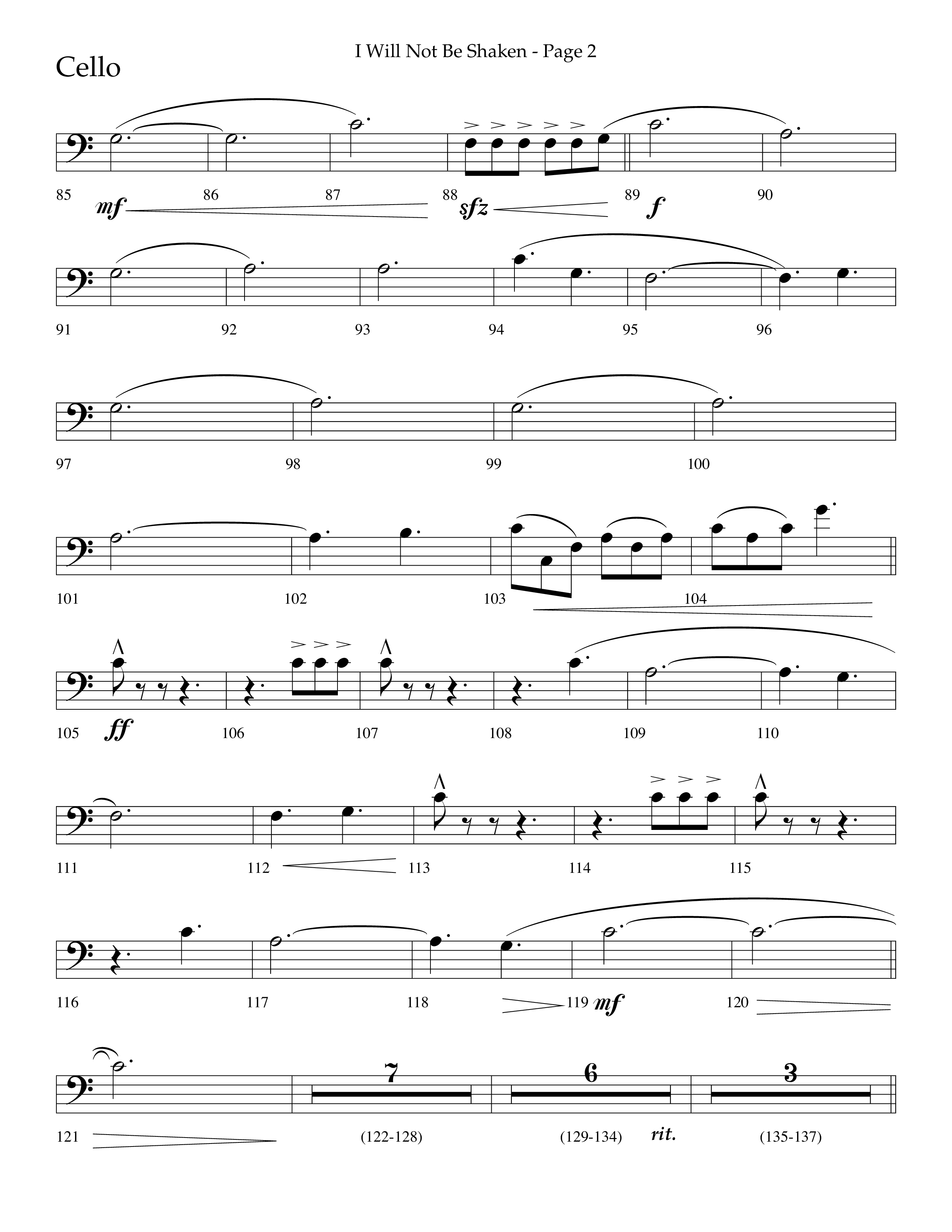 I Will Not Be Shaken (Choral Anthem SATB) Cello (Lifeway Choral / Arr. Cliff Duren)
