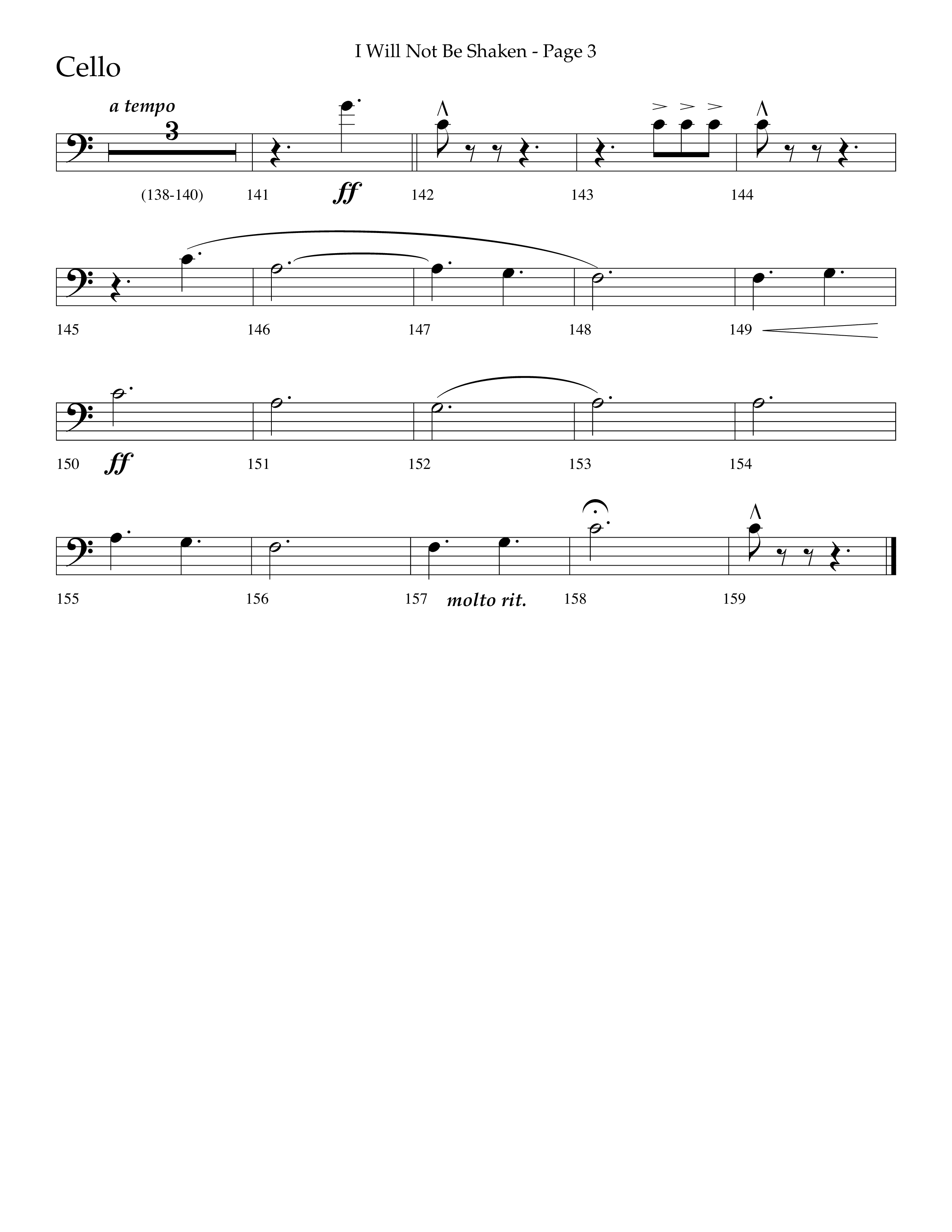 I Will Not Be Shaken (Choral Anthem SATB) Cello (Lifeway Choral / Arr. Cliff Duren)