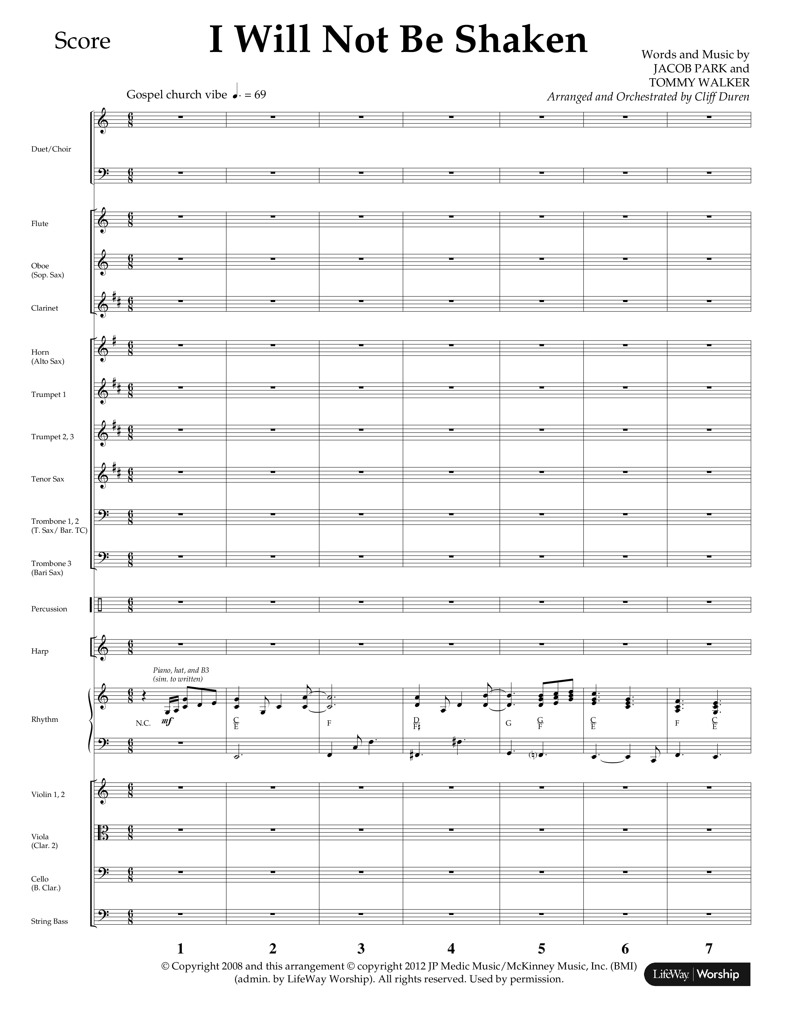 I Will Not Be Shaken (Choral Anthem SATB) Conductor's Score (Lifeway Choral / Arr. Cliff Duren)