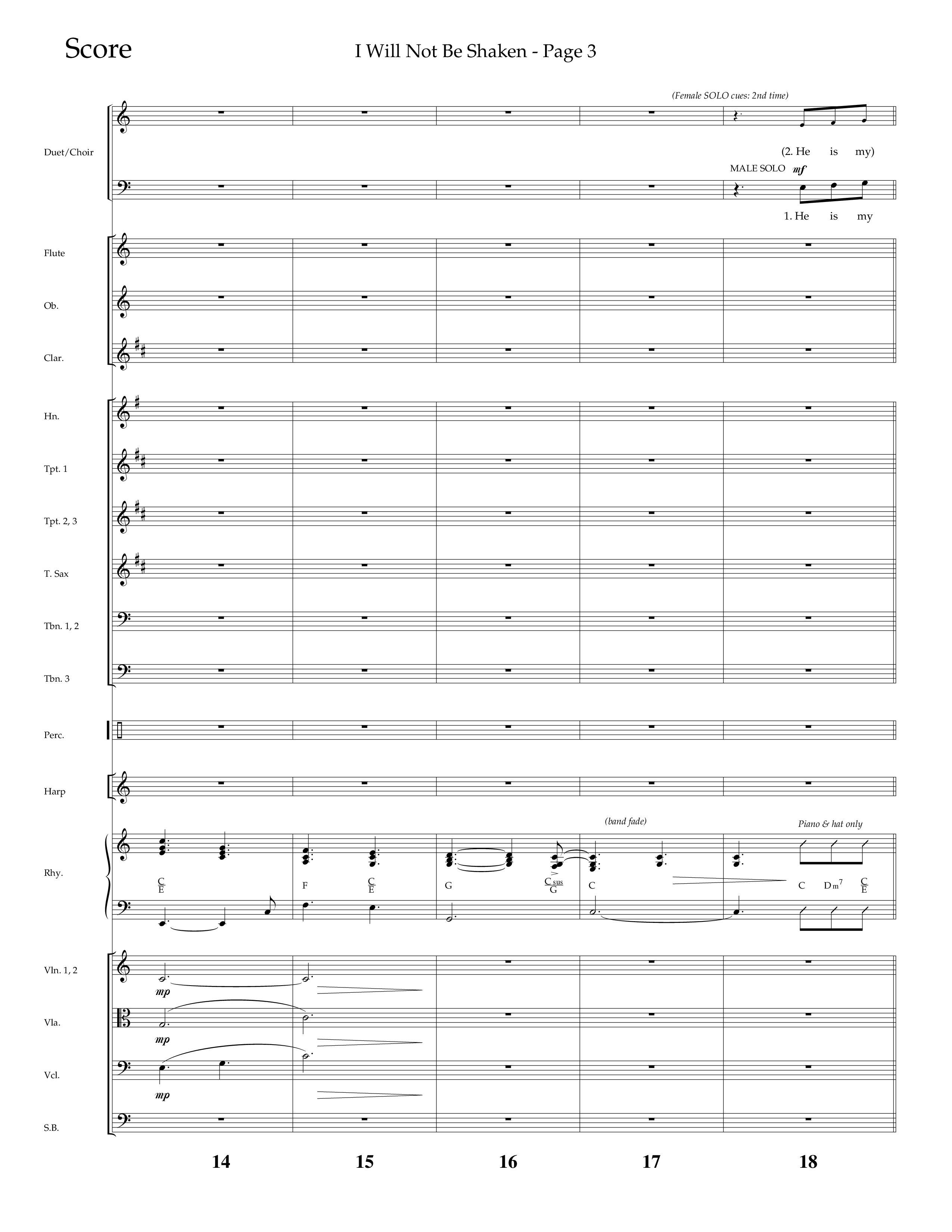 I Will Not Be Shaken (Choral Anthem SATB) Orchestration (Lifeway Choral / Arr. Cliff Duren)