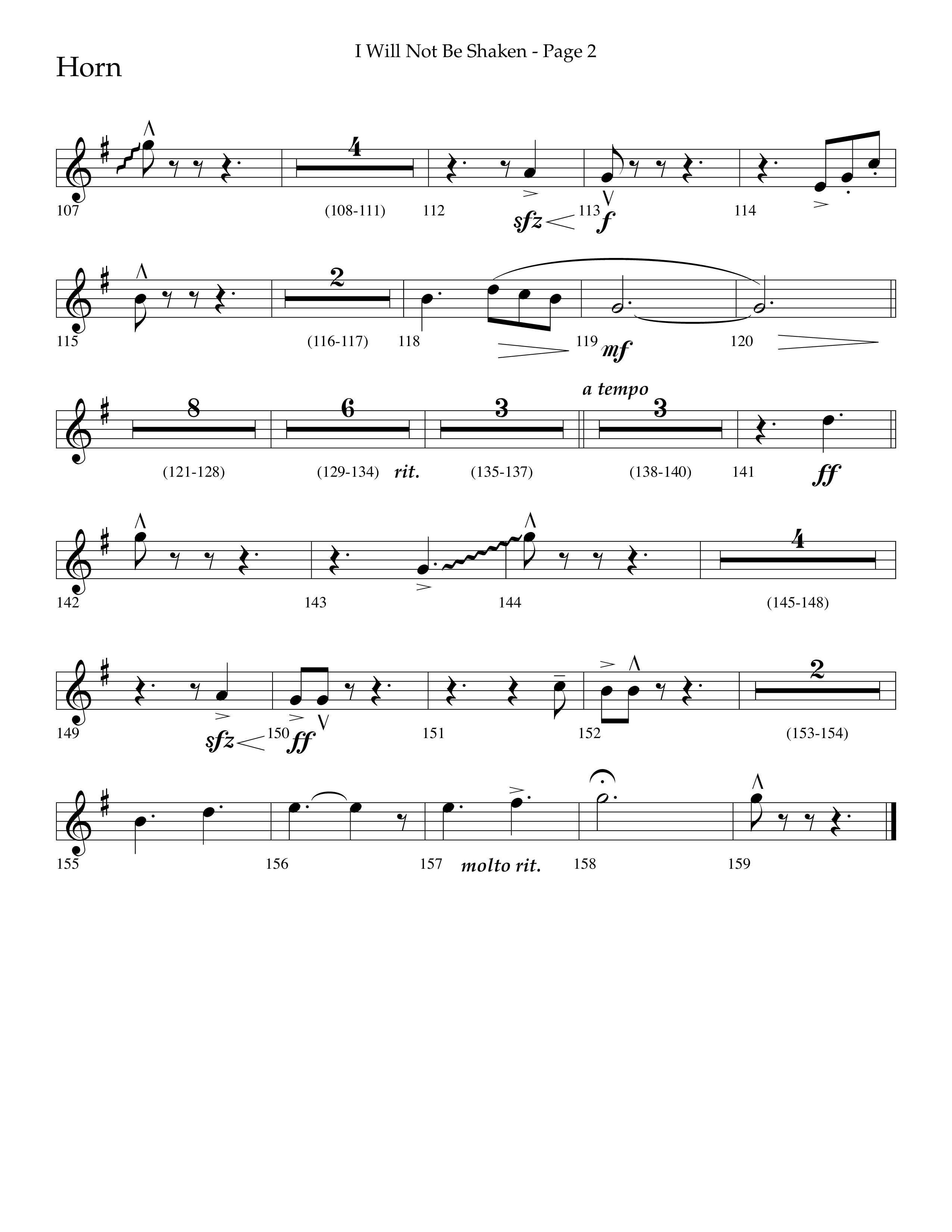 I Will Not Be Shaken (Choral Anthem SATB) French Horn (Lifeway Choral / Arr. Cliff Duren)