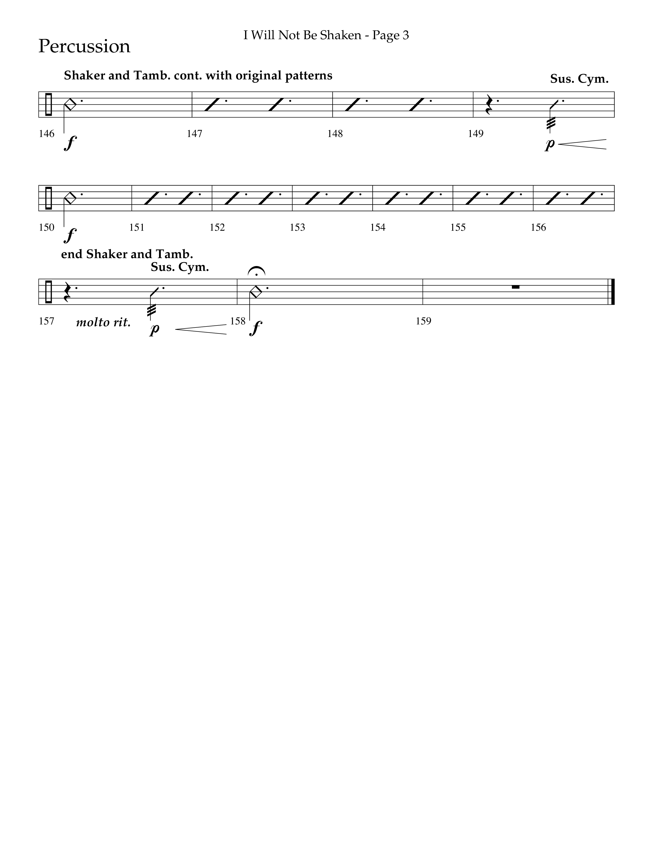 I Will Not Be Shaken (Choral Anthem SATB) Percussion (Lifeway Choral / Arr. Cliff Duren)