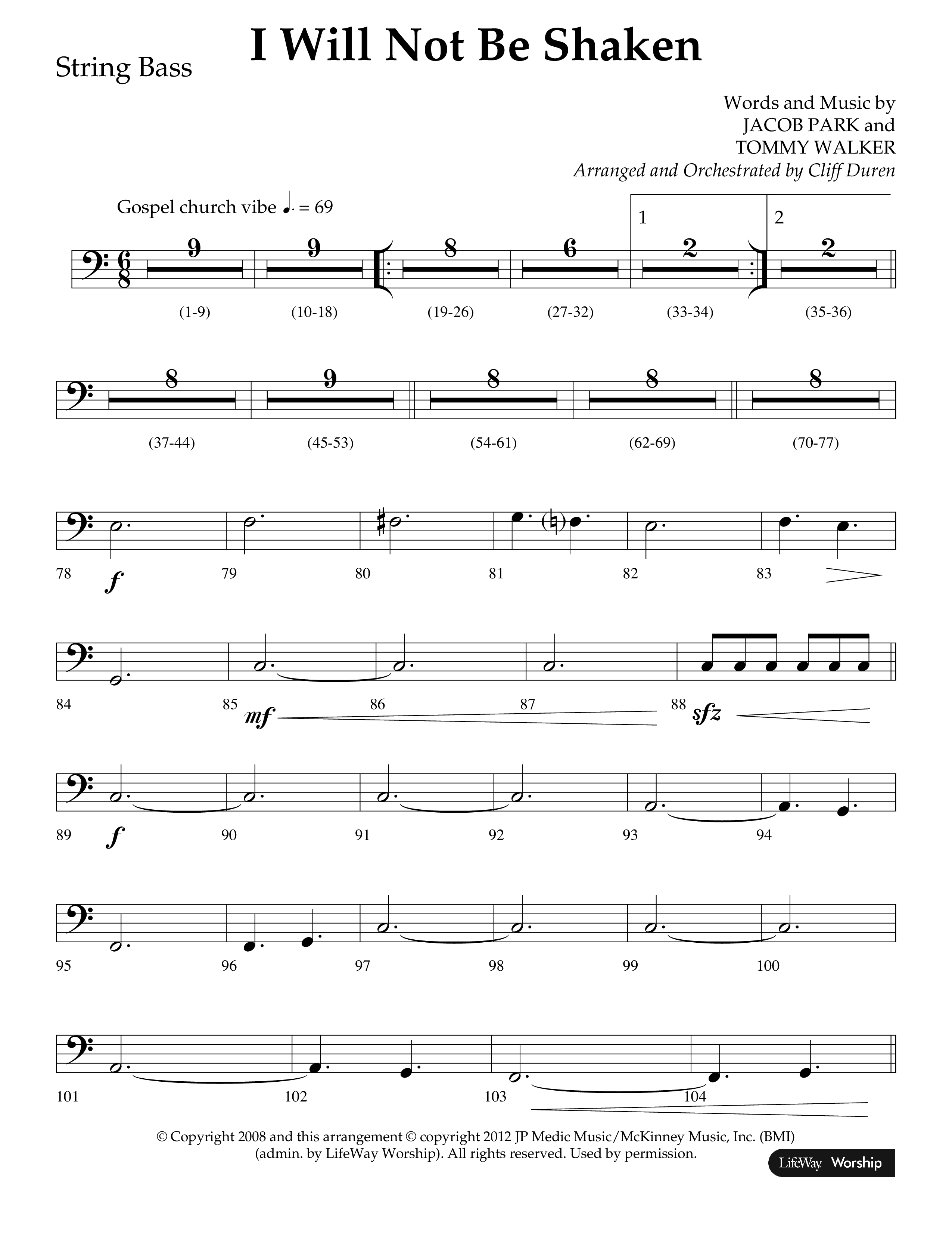 I Will Not Be Shaken (Choral Anthem SATB) String Bass (Lifeway Choral / Arr. Cliff Duren)
