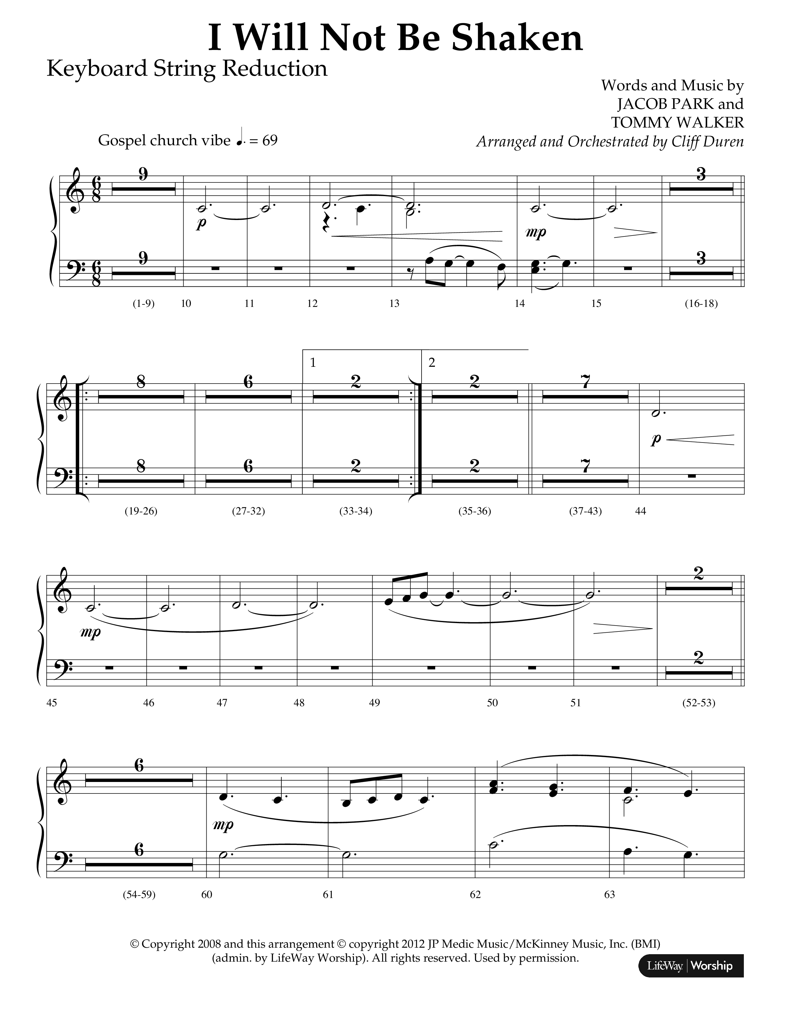 I Will Not Be Shaken (Choral Anthem SATB) String Reduction (Lifeway Choral / Arr. Cliff Duren)