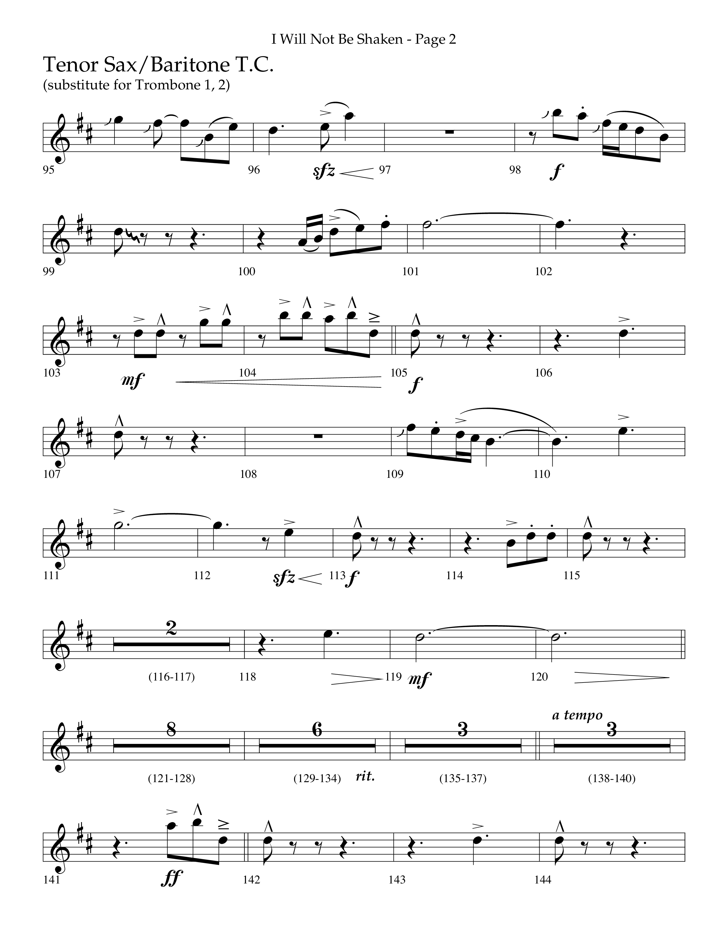 I Will Not Be Shaken (Choral Anthem SATB) Tenor Sax/Baritone T.C. (Lifeway Choral / Arr. Cliff Duren)