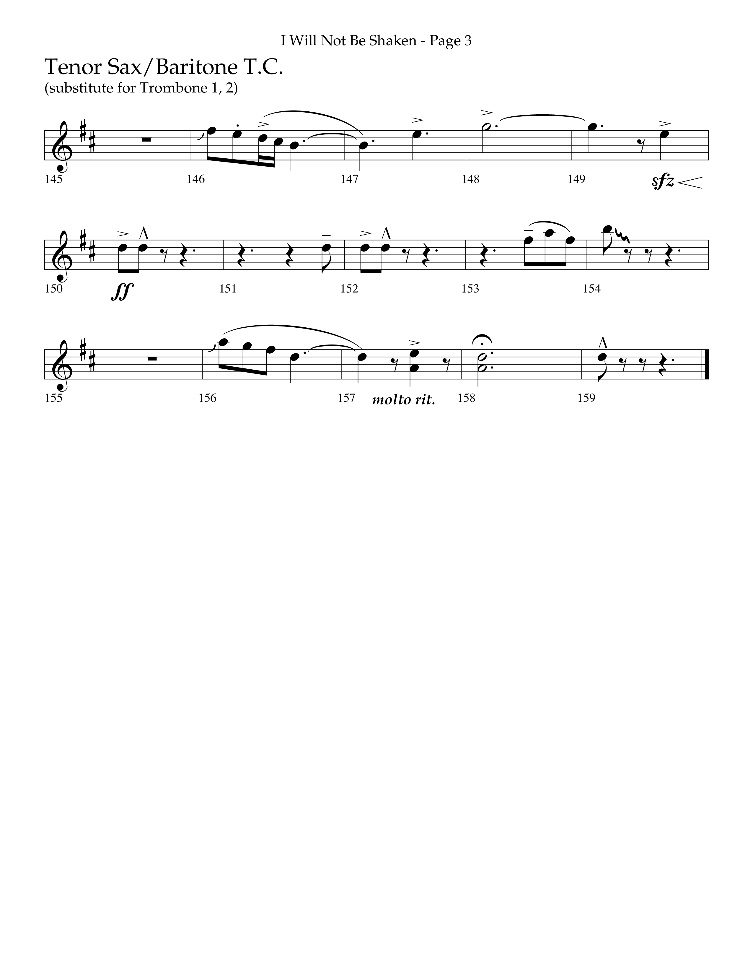 I Will Not Be Shaken (Choral Anthem SATB) Tenor Sax/Baritone T.C. (Lifeway Choral / Arr. Cliff Duren)