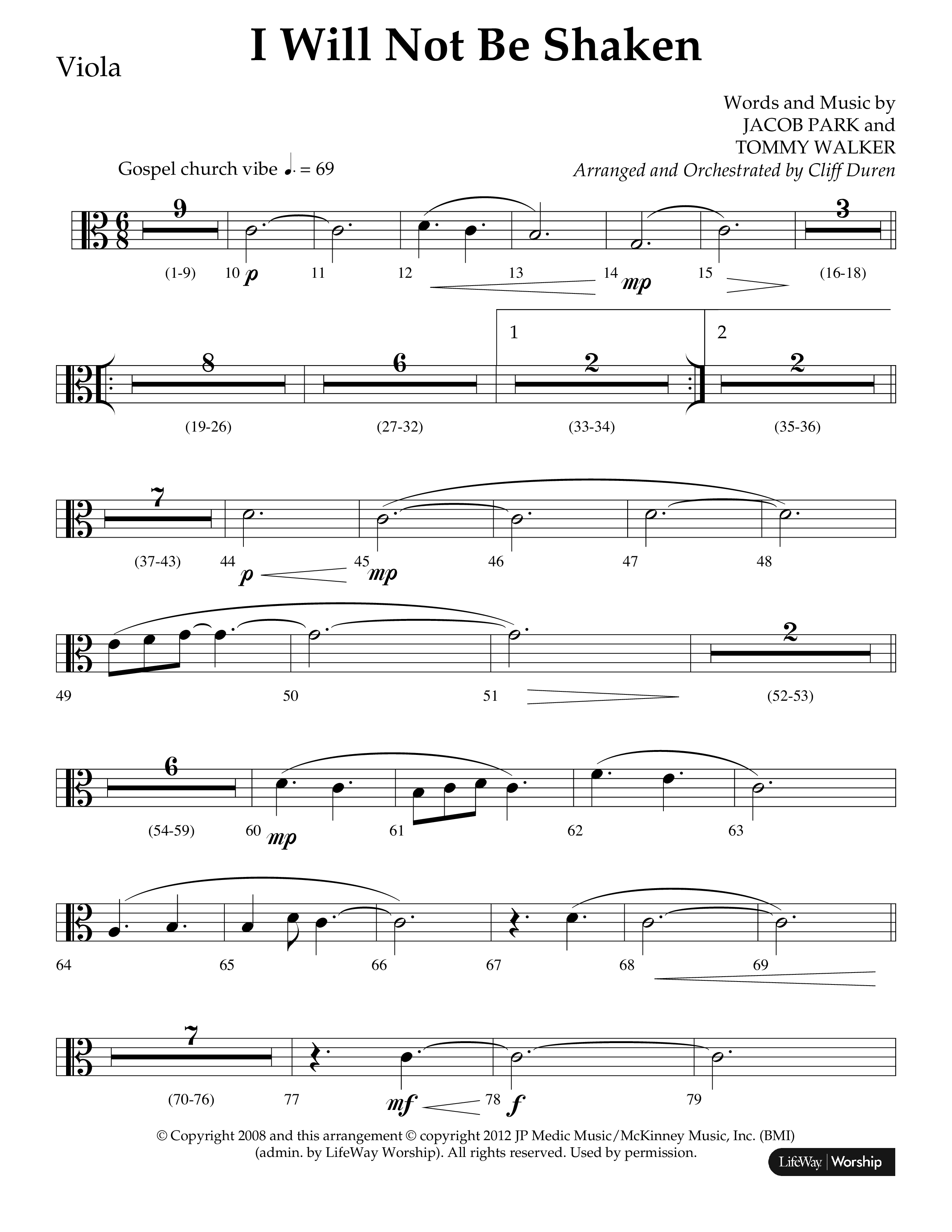 I Will Not Be Shaken (Choral Anthem SATB) Viola (Lifeway Choral / Arr. Cliff Duren)