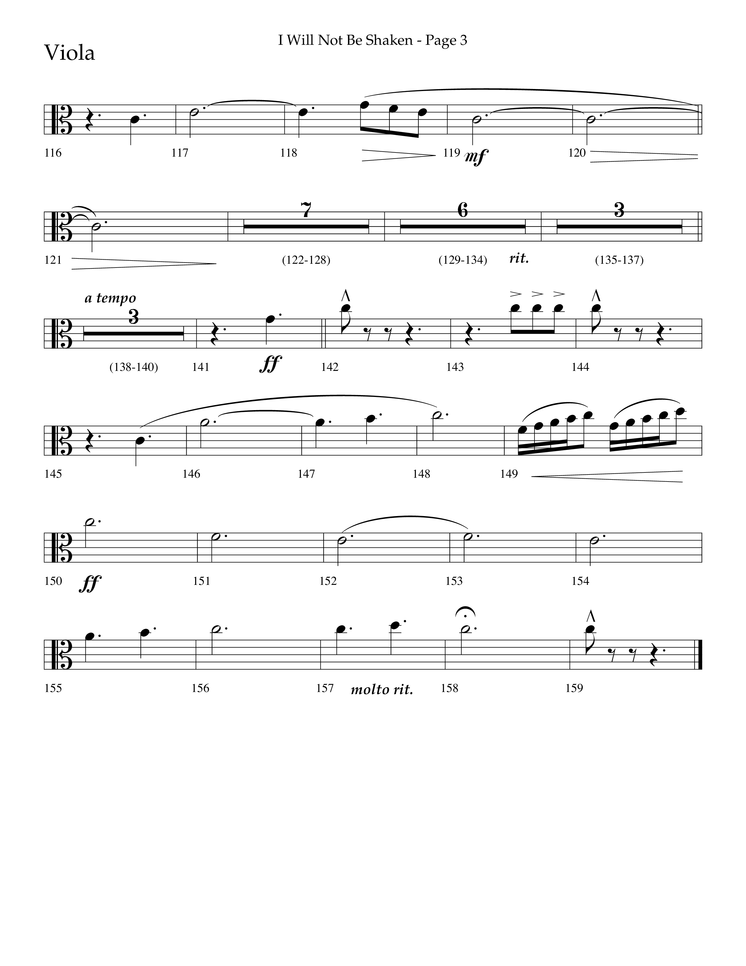 I Will Not Be Shaken (Choral Anthem SATB) Viola (Lifeway Choral / Arr. Cliff Duren)