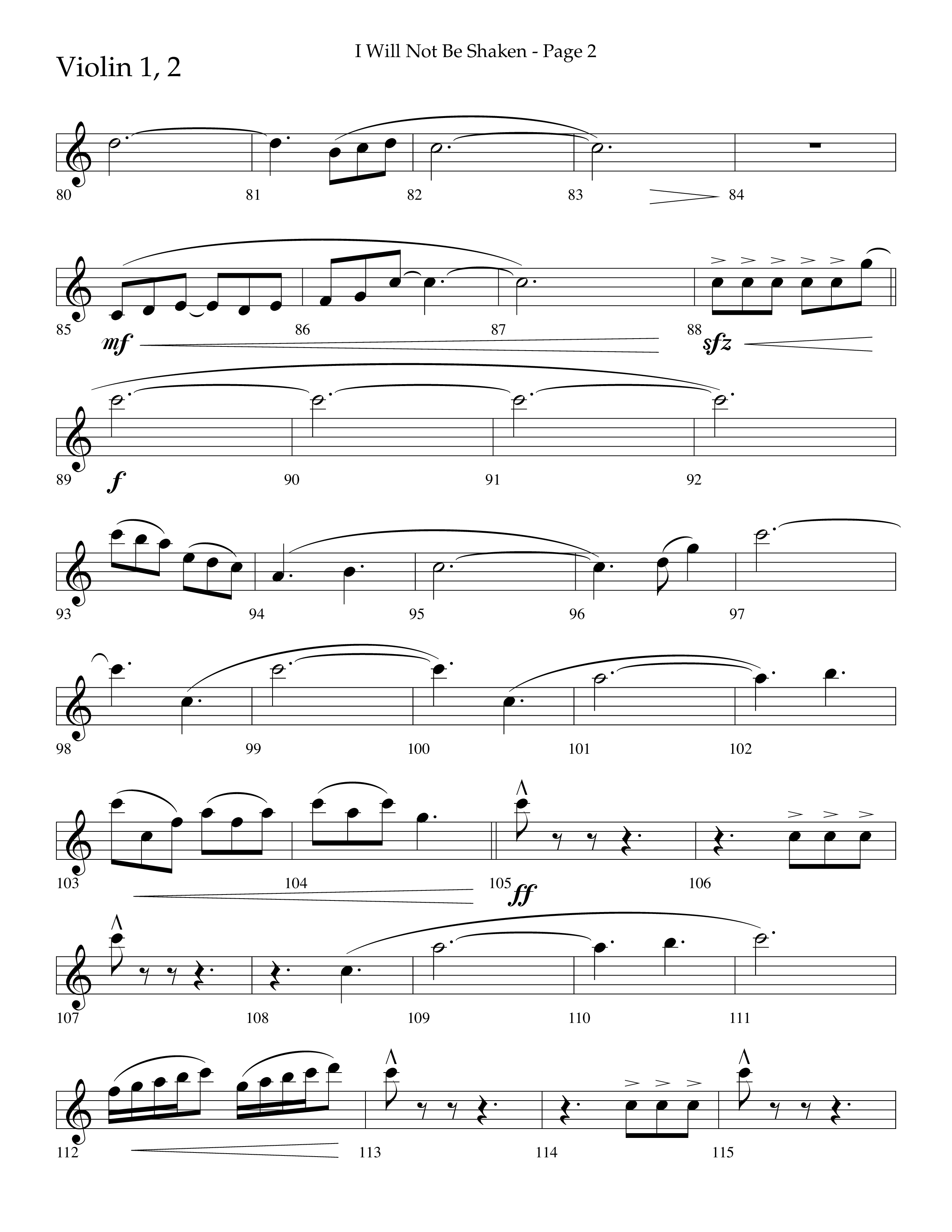 I Will Not Be Shaken (Choral Anthem SATB) Violin 1/2 (Lifeway Choral / Arr. Cliff Duren)