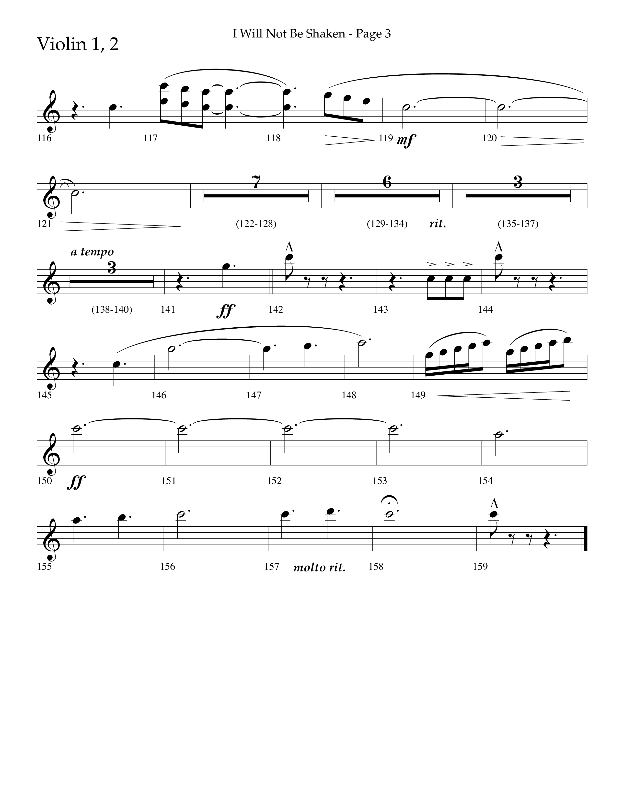 I Will Not Be Shaken (Choral Anthem SATB) Violin 1/2 (Lifeway Choral / Arr. Cliff Duren)