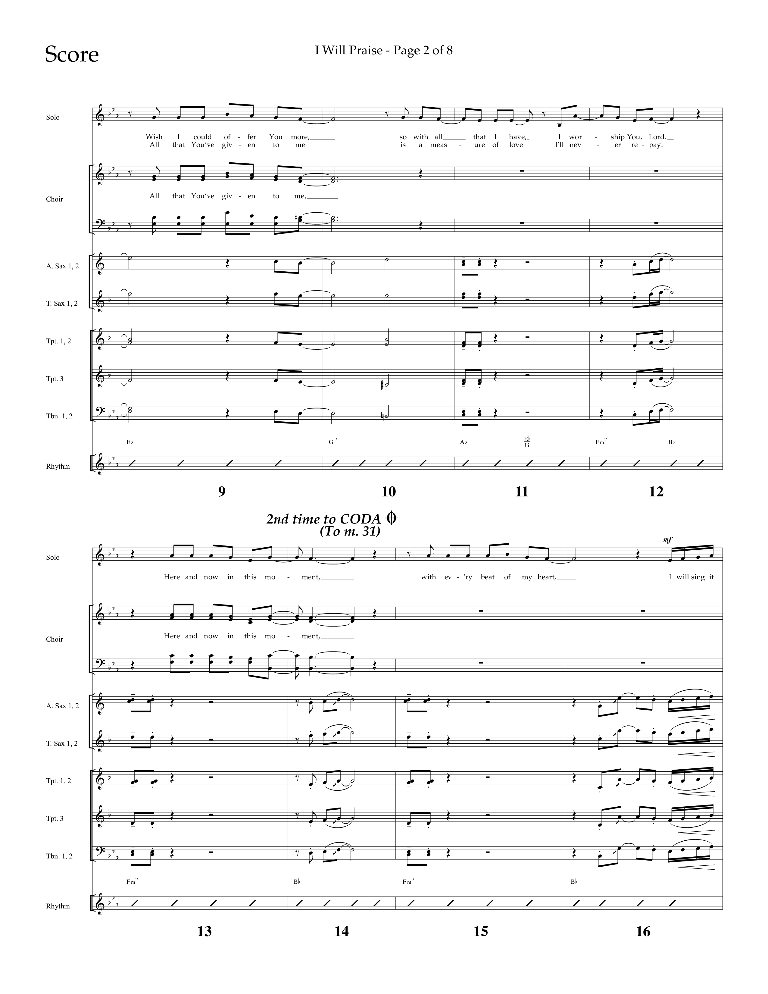 I Will Praise (Choral Anthem SATB) Orchestration (Lifeway Choral / Arr. Mark Willard / Orch. Stephen K. Hand)