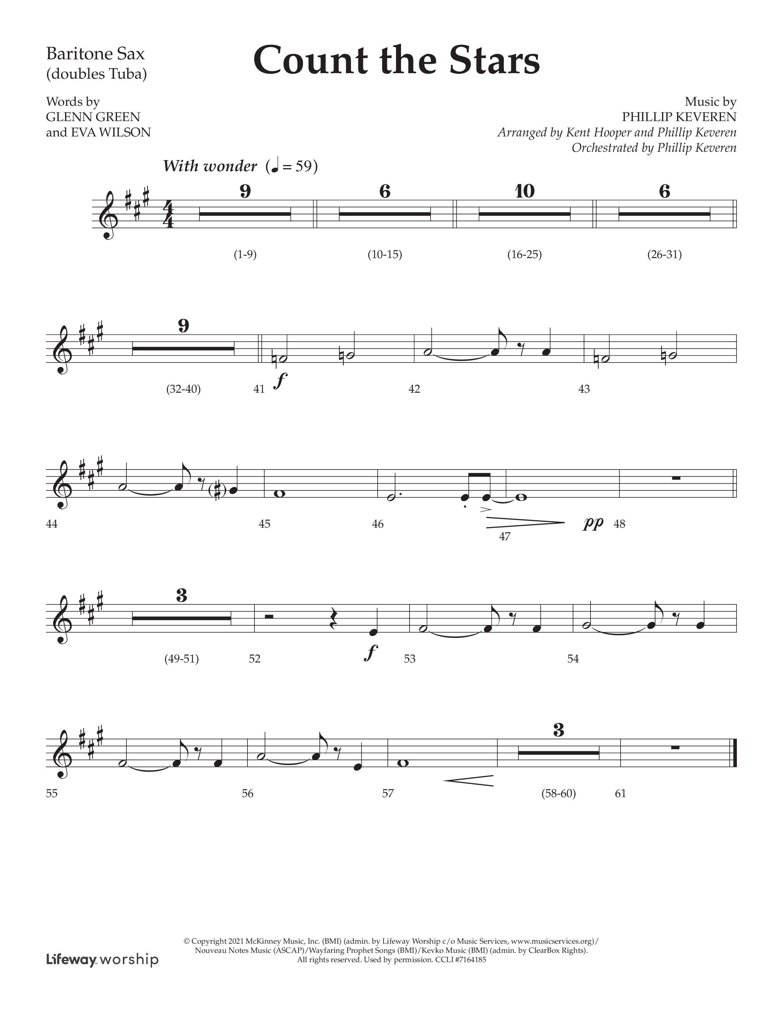 Count The Stars (Choral Anthem SATB) Bari Sax (Lifeway Choral / Arr. Phillip Keveren / Arr. Kent Hooper)
