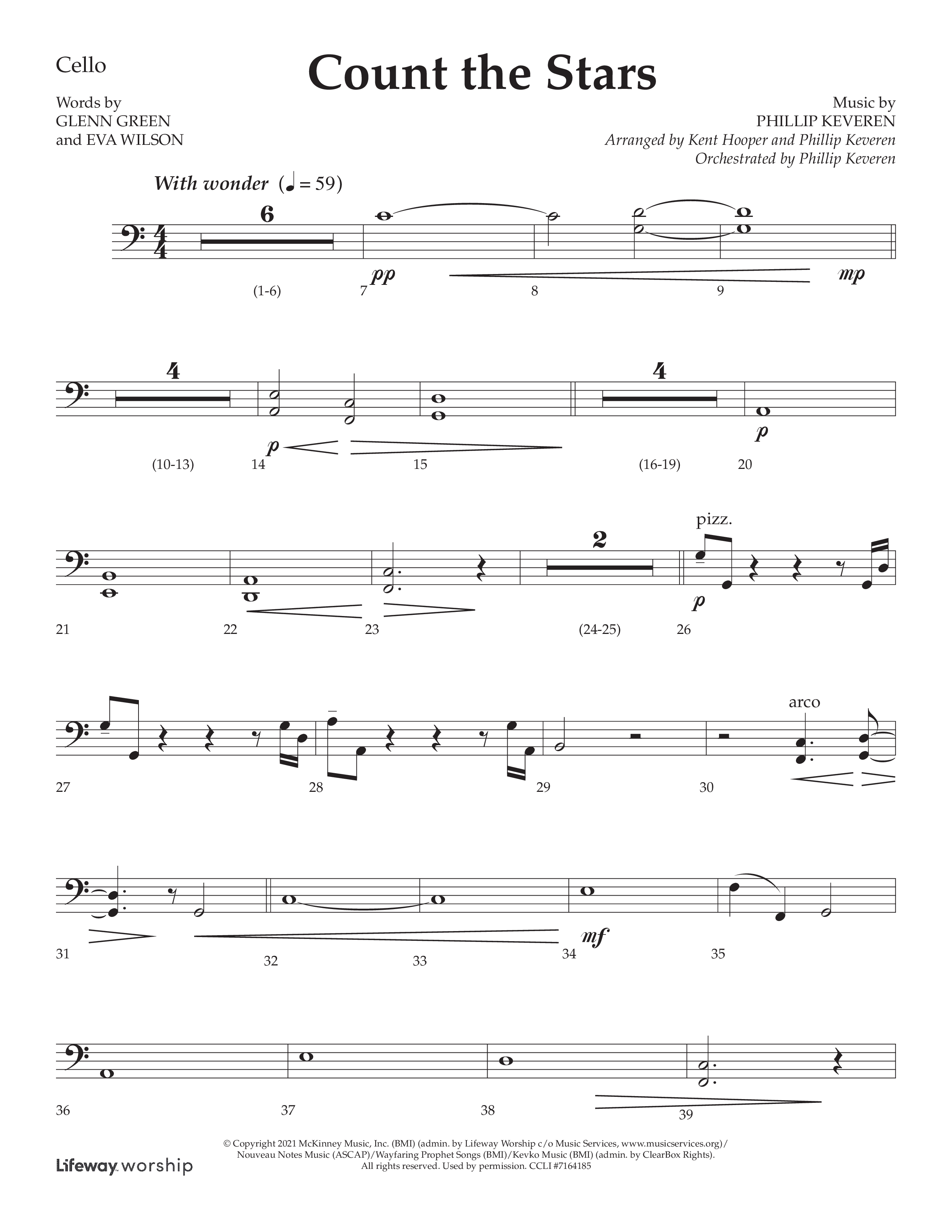 Count The Stars (Choral Anthem SATB) Cello (Lifeway Choral / Arr. Phillip Keveren / Arr. Kent Hooper)