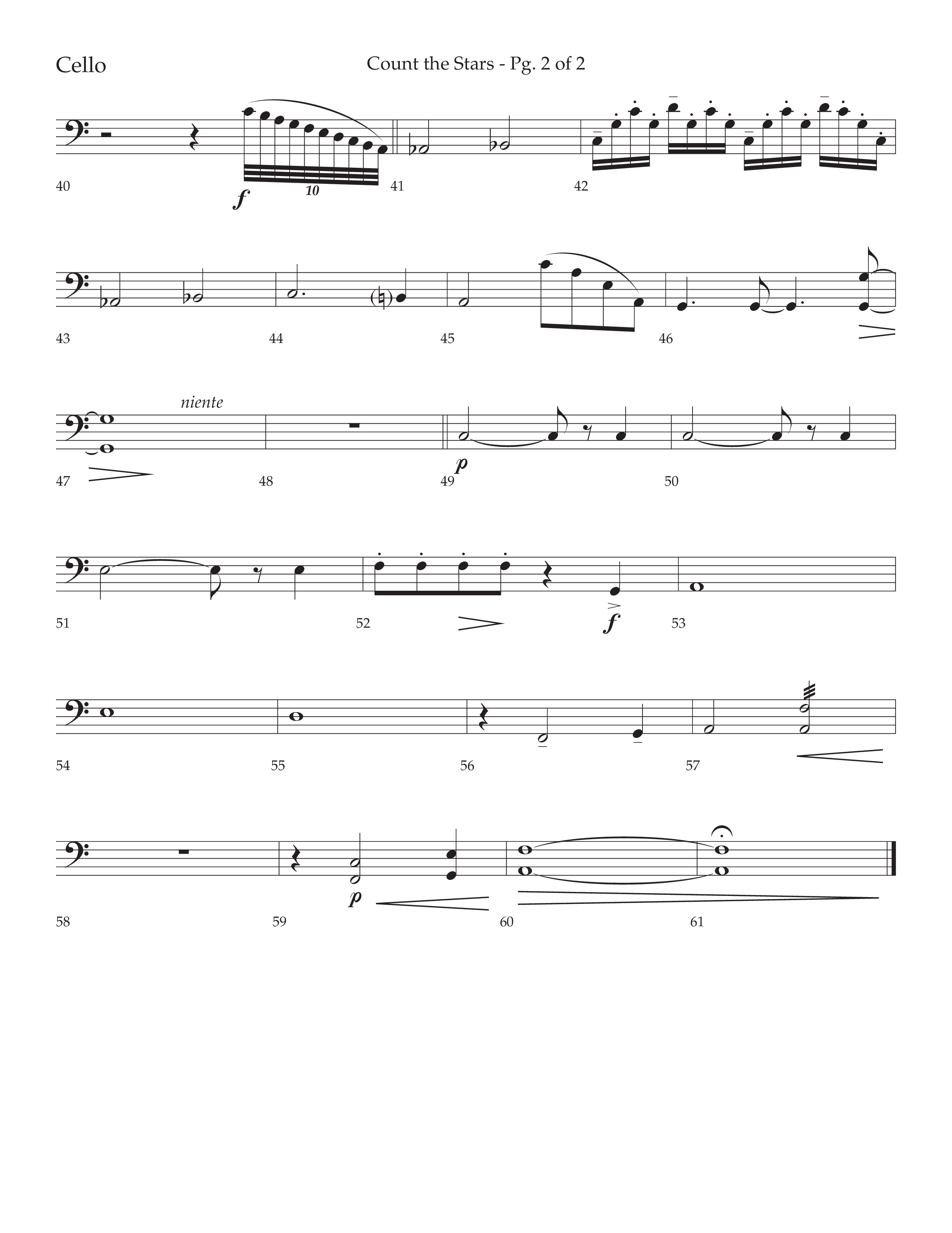 Count The Stars (Choral Anthem SATB) Cello (Lifeway Choral / Arr. Phillip Keveren / Arr. Kent Hooper)