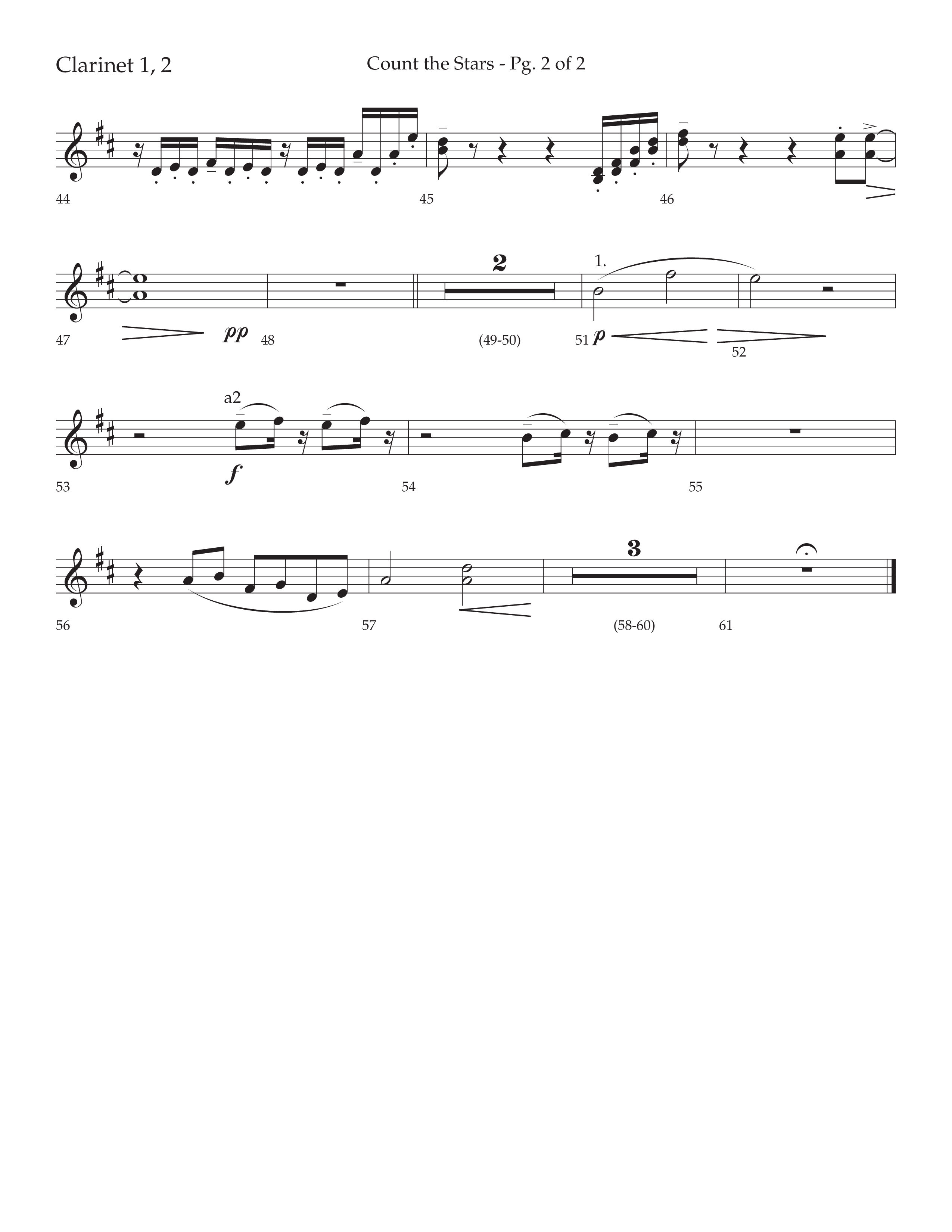 Count The Stars (Choral Anthem SATB) Clarinet 1/2 (Lifeway Choral / Arr. Phillip Keveren / Arr. Kent Hooper)