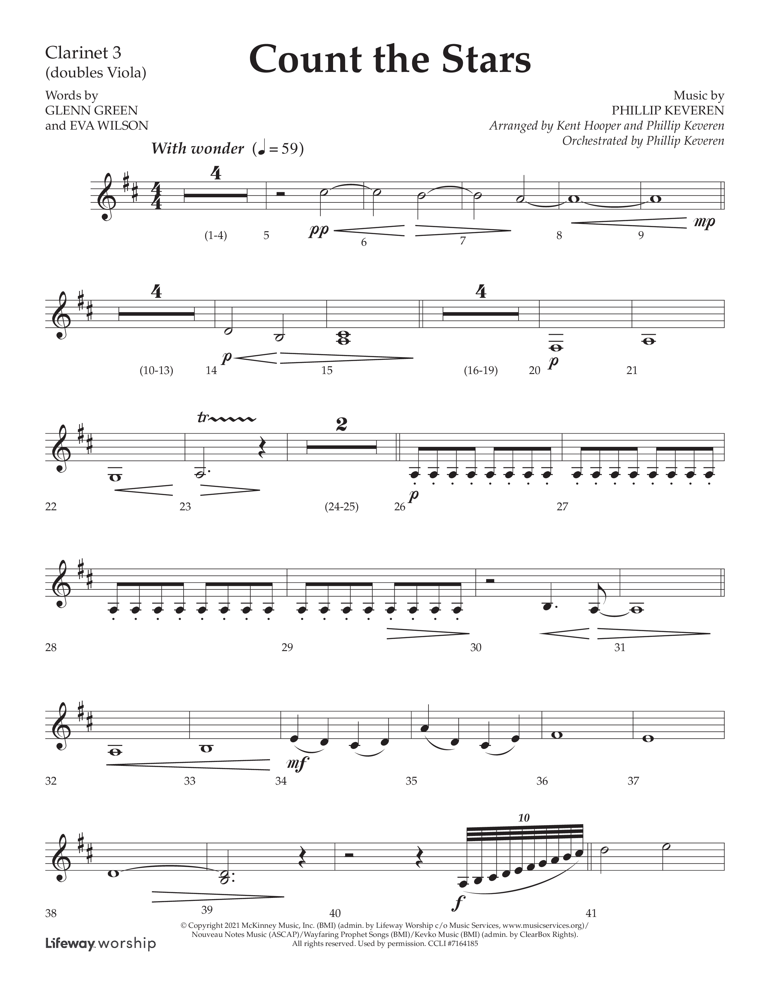 Count The Stars (Choral Anthem SATB) Clarinet 3 (Lifeway Choral / Arr. Phillip Keveren / Arr. Kent Hooper)