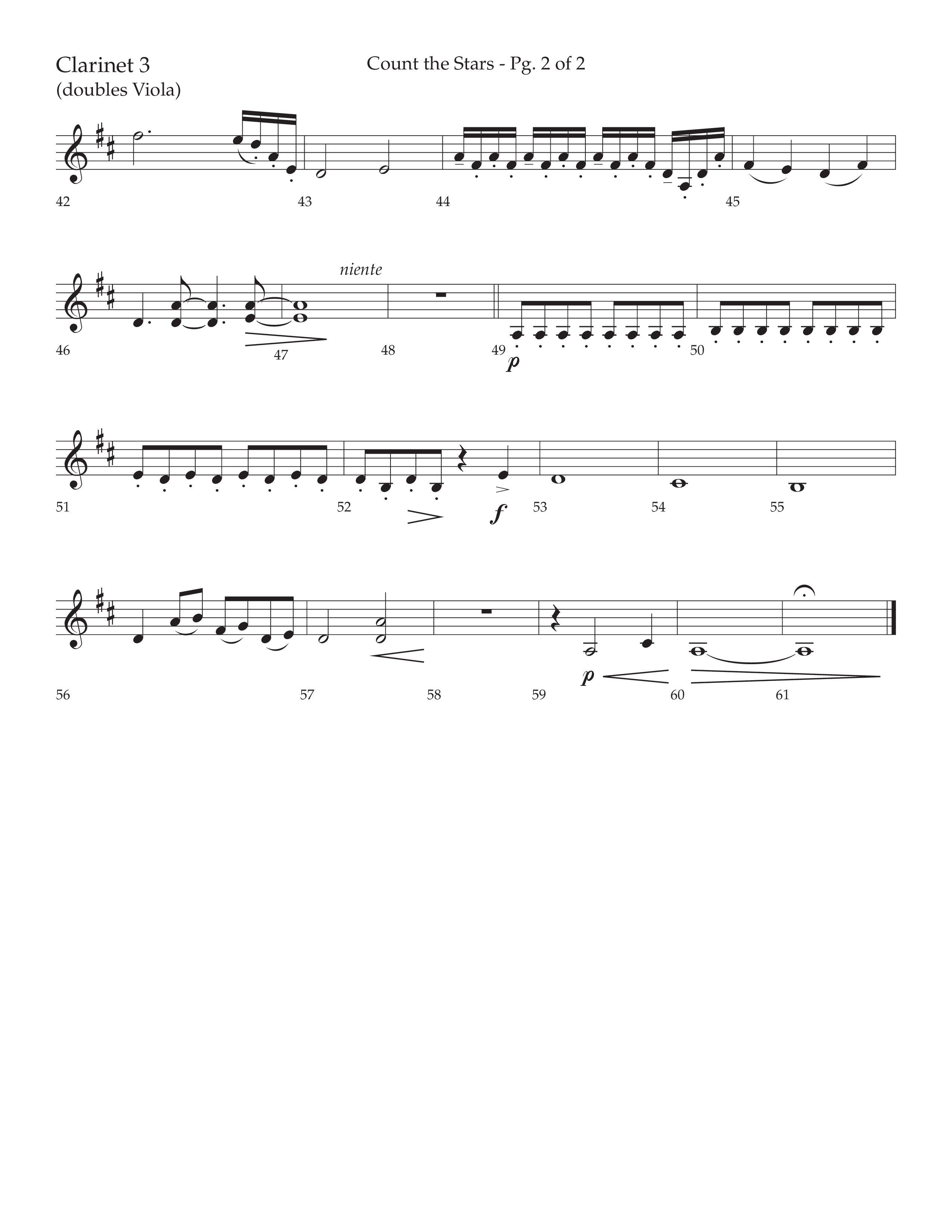 Count The Stars (Choral Anthem SATB) Clarinet 3 (Lifeway Choral / Arr. Phillip Keveren / Arr. Kent Hooper)