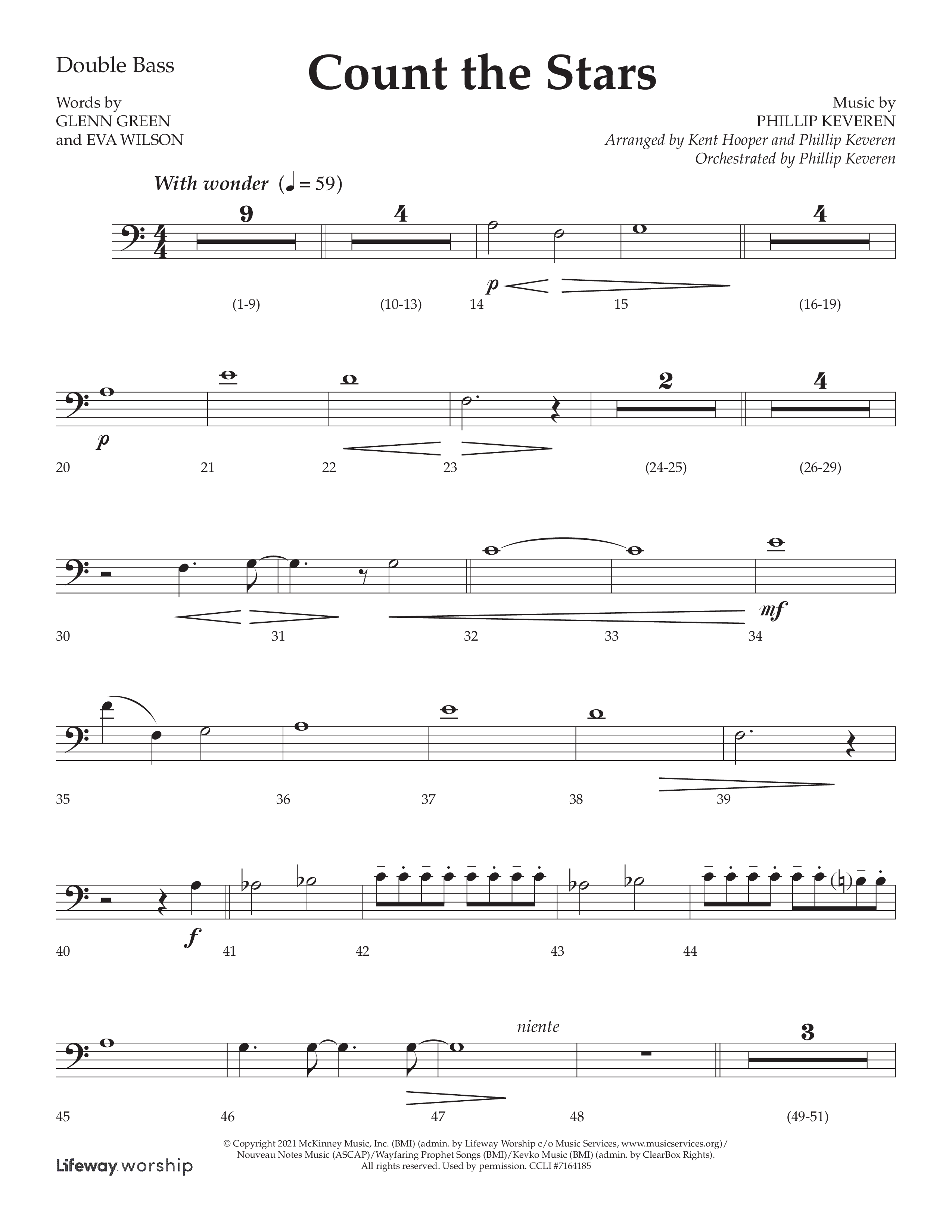 Count The Stars (Choral Anthem SATB) Double Bass (Lifeway Choral / Arr. Phillip Keveren / Arr. Kent Hooper)
