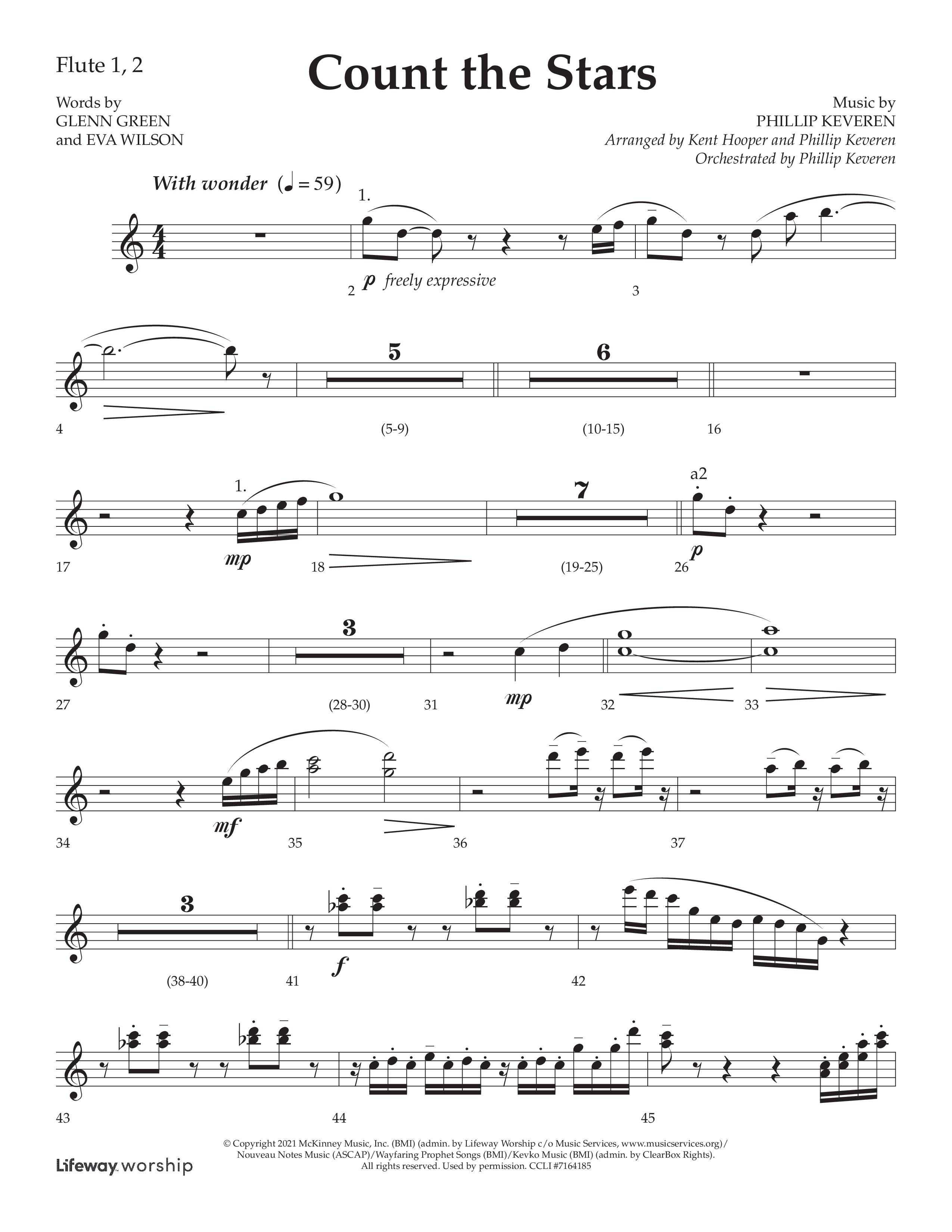 Count The Stars (Choral Anthem SATB) Flute 1/2 (Lifeway Choral / Arr. Phillip Keveren / Arr. Kent Hooper)