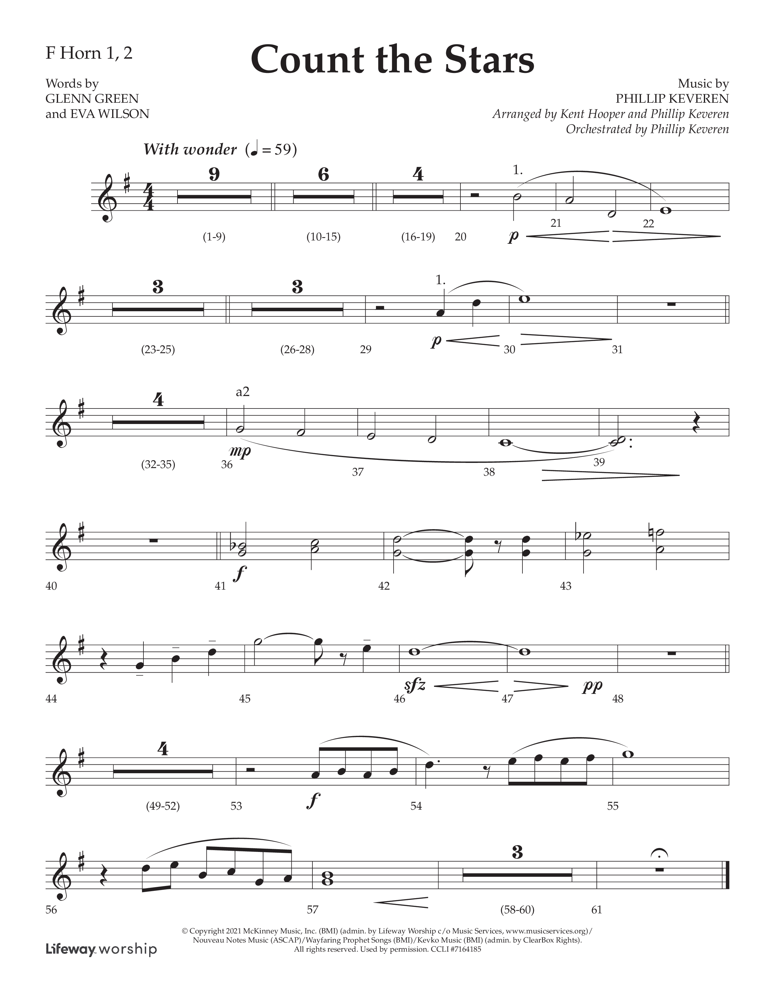 Count The Stars (Choral Anthem SATB) French Horn 1/2 (Lifeway Choral / Arr. Phillip Keveren / Arr. Kent Hooper)