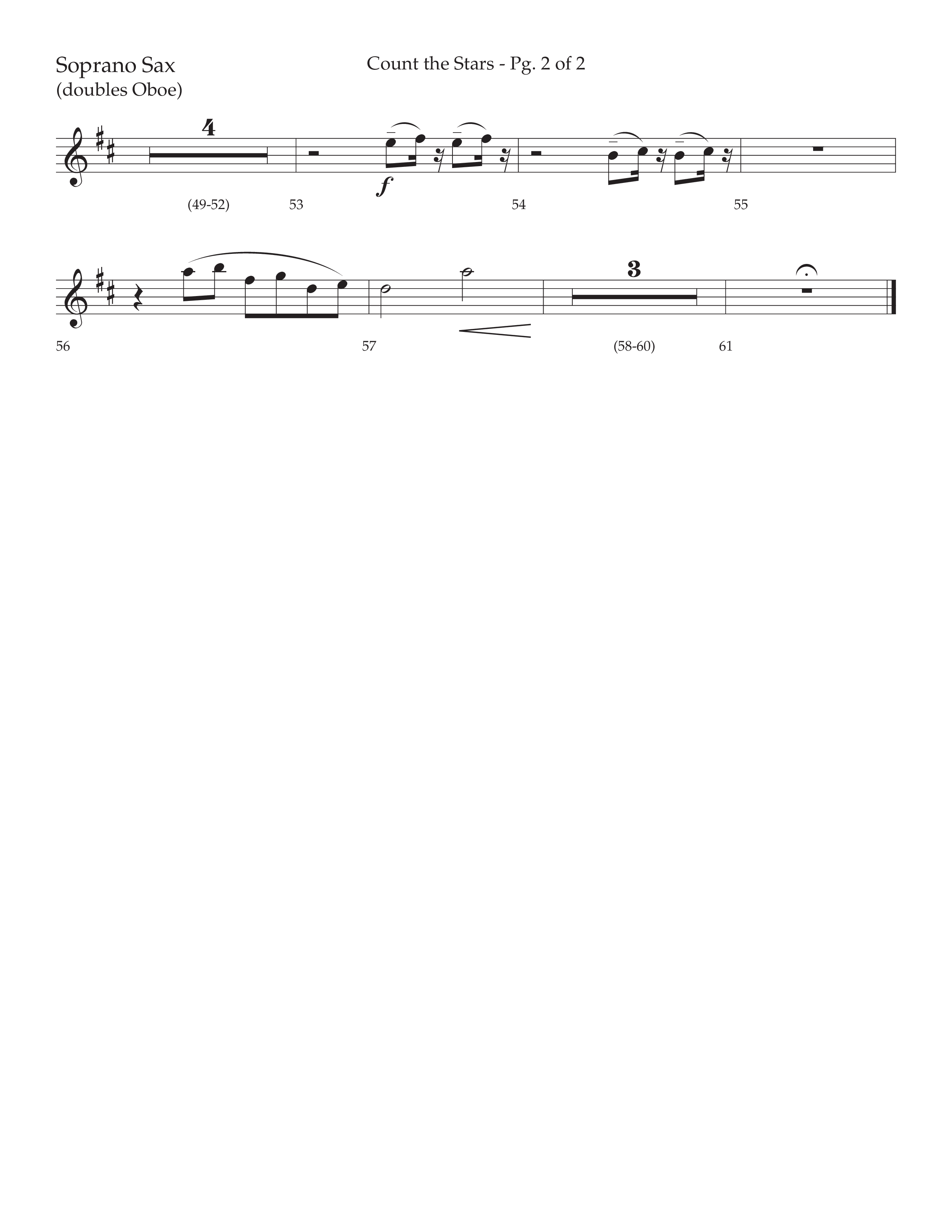 Count The Stars (Choral Anthem SATB) Soprano Sax (Lifeway Choral / Arr. Phillip Keveren / Arr. Kent Hooper)