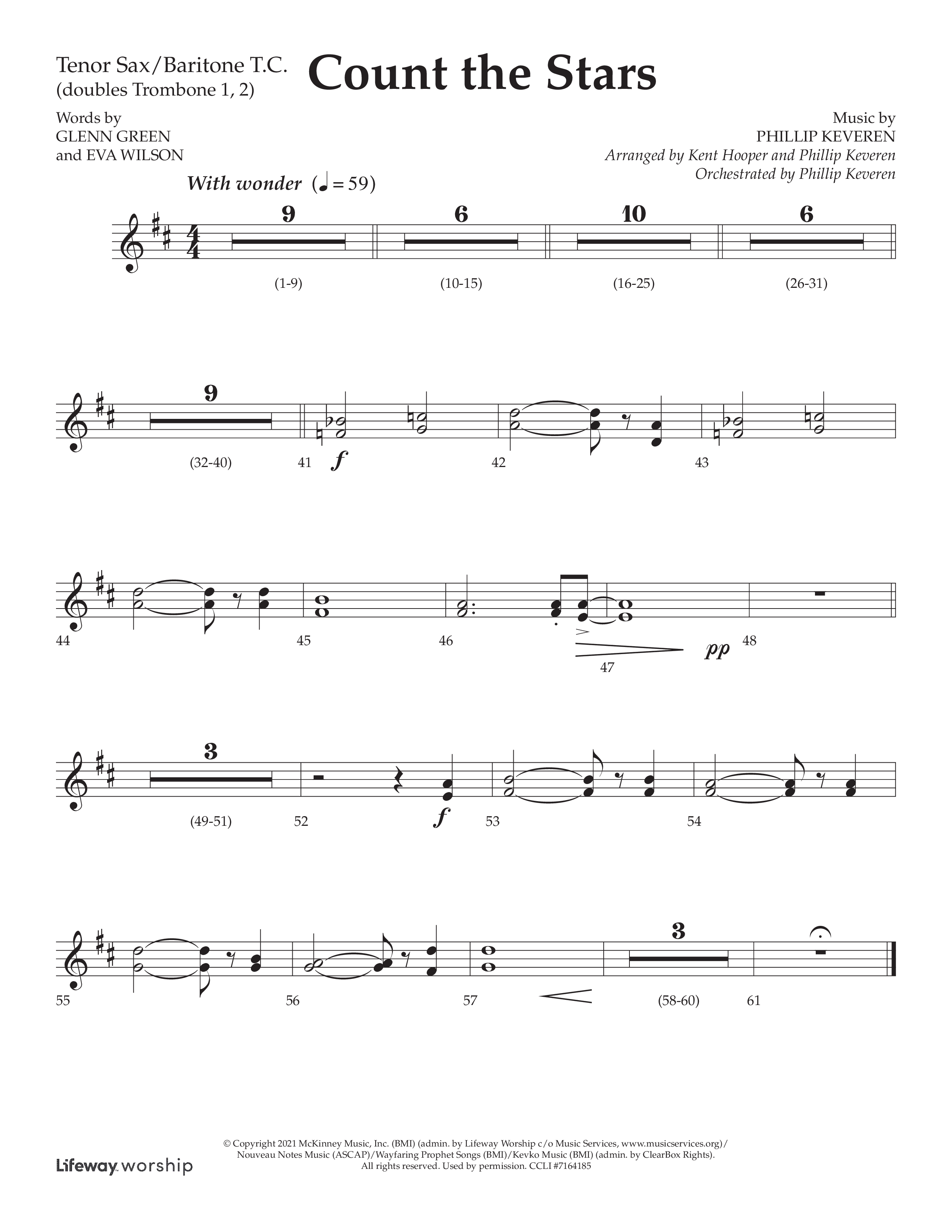 Count The Stars (Choral Anthem SATB) Tenor Sax/Baritone T.C. (Lifeway Choral / Arr. Phillip Keveren / Arr. Kent Hooper)