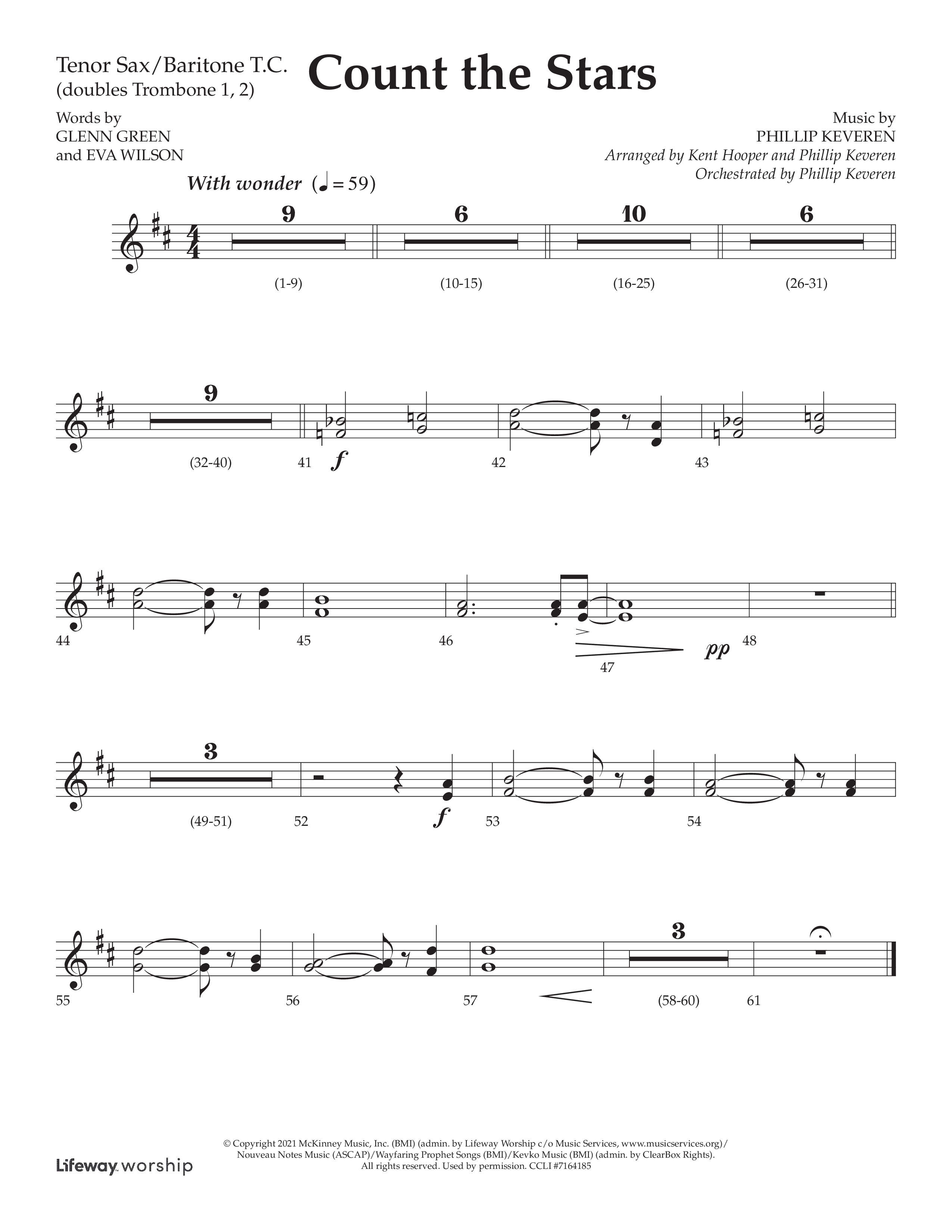 Count The Stars (Choral Anthem SATB) Tenor Sax/Baritone T.C. (Lifeway Choral / Arr. Phillip Keveren / Arr. Kent Hooper)