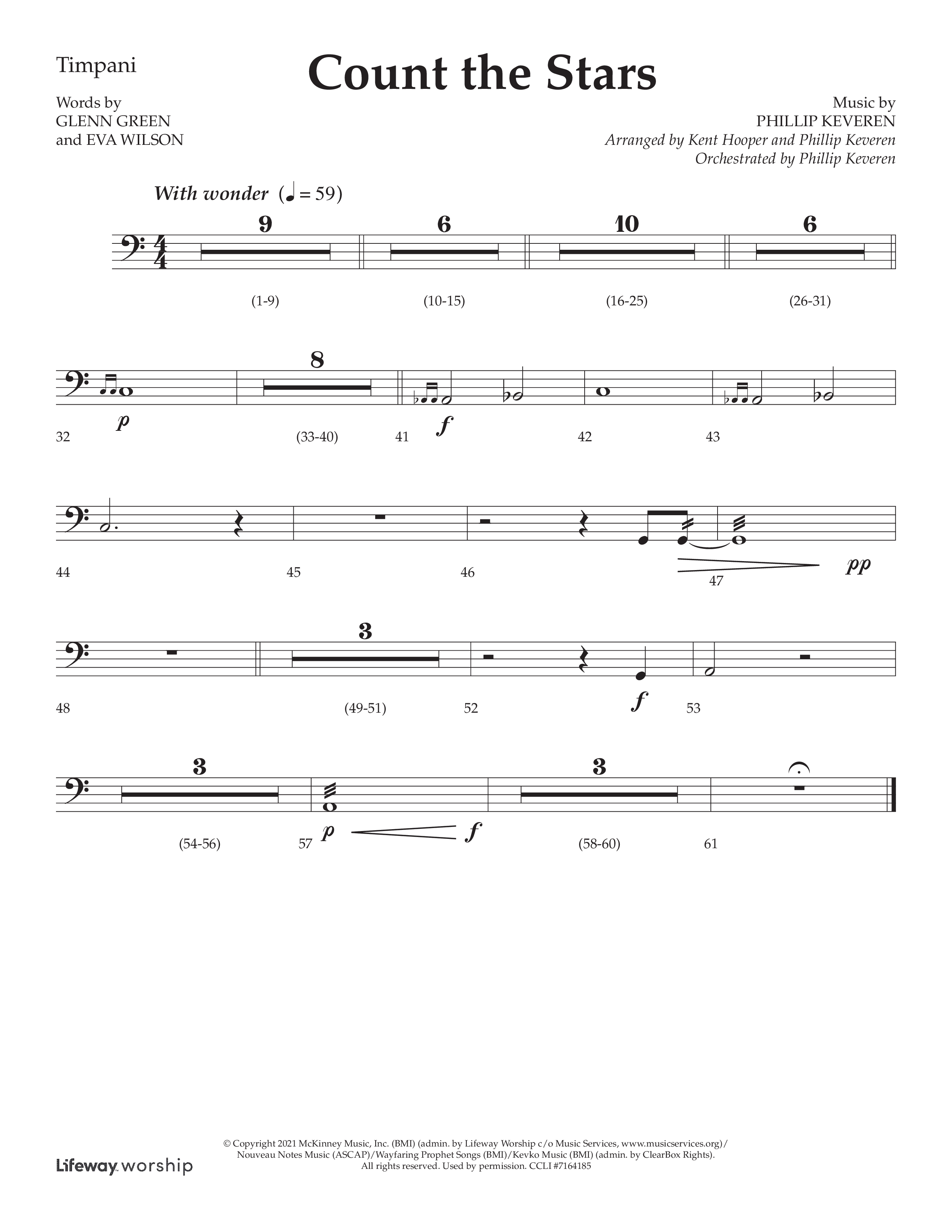 Count The Stars (Choral Anthem SATB) Timpani (Lifeway Choral / Arr. Phillip Keveren / Arr. Kent Hooper)