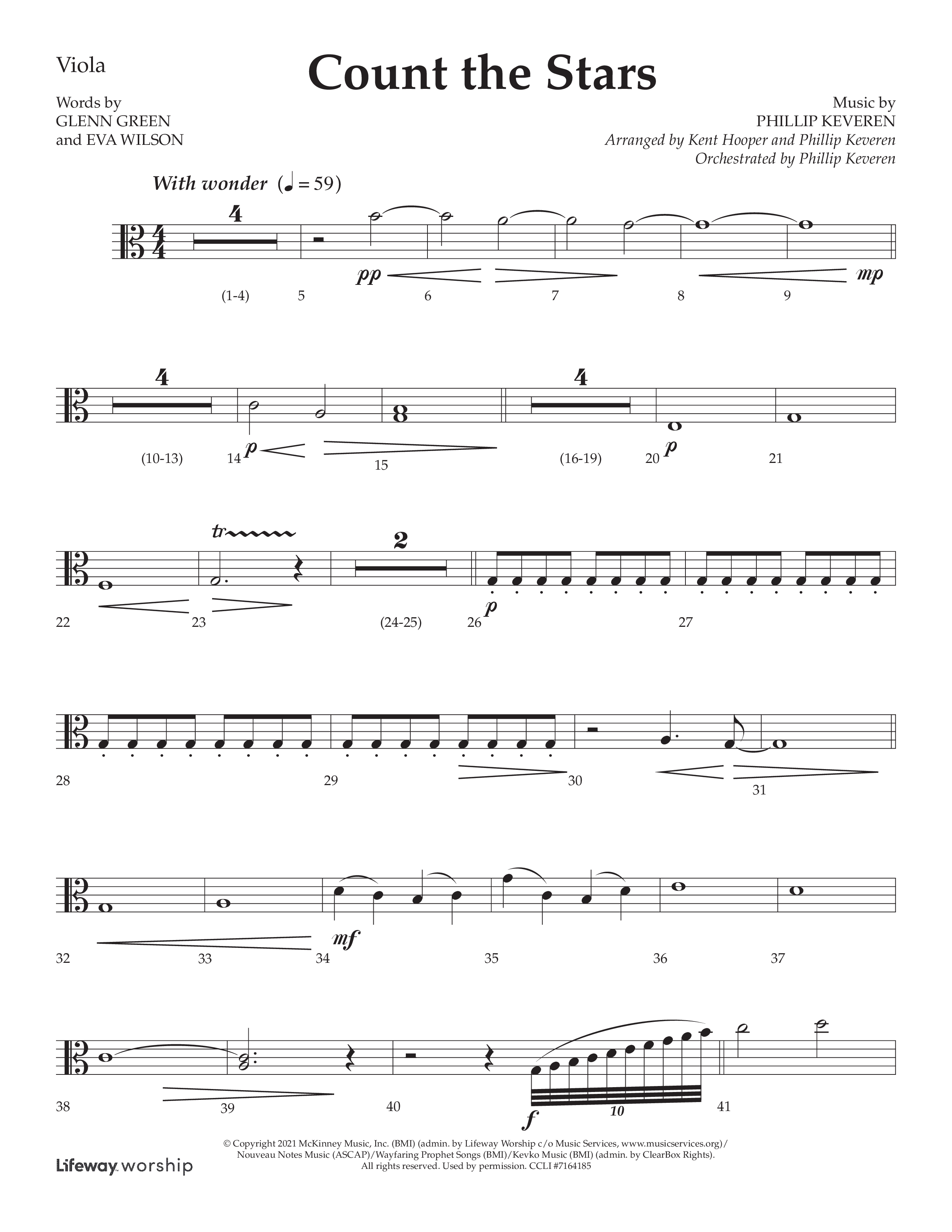 Count The Stars (Choral Anthem SATB) Viola (Lifeway Choral / Arr. Phillip Keveren / Arr. Kent Hooper)