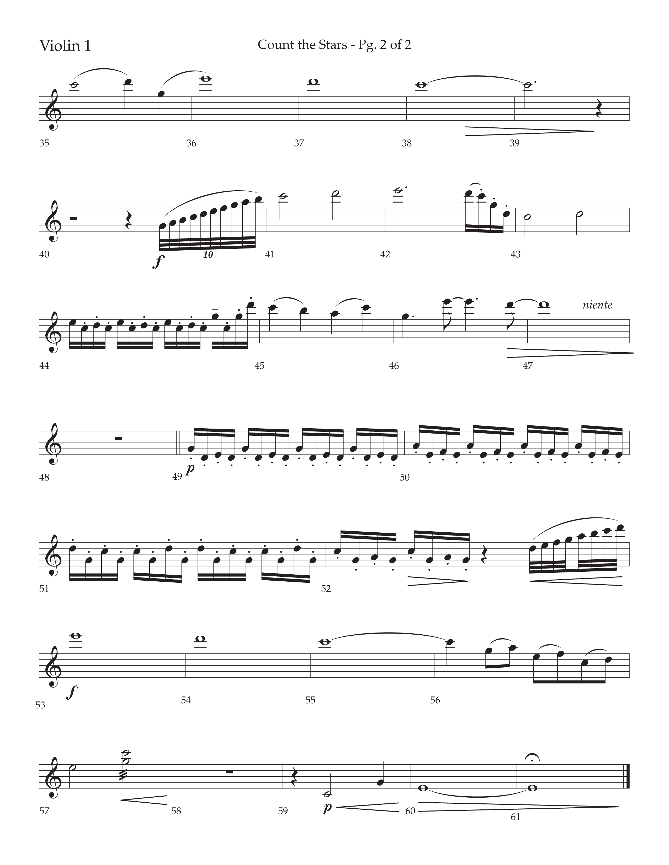 Count The Stars (Choral Anthem SATB) Violin 1 (Lifeway Choral / Arr. Phillip Keveren / Arr. Kent Hooper)