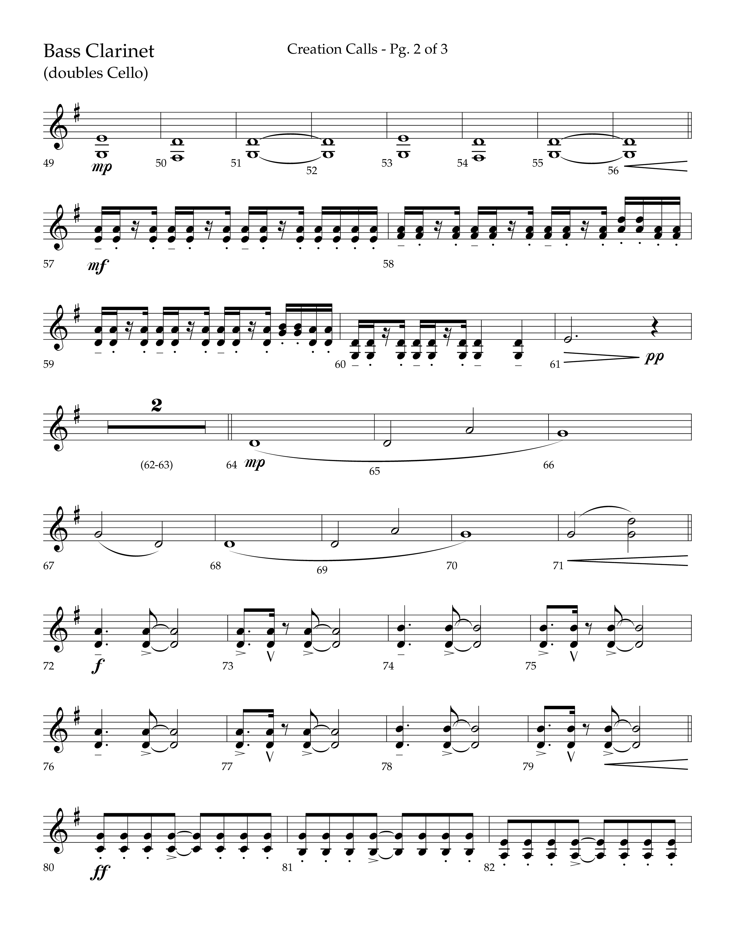 Creation Calls (Choral Anthem SATB) Bass Clarinet (Lifeway Choral / Arr. Ken Barker / Orch. Craig Adams)