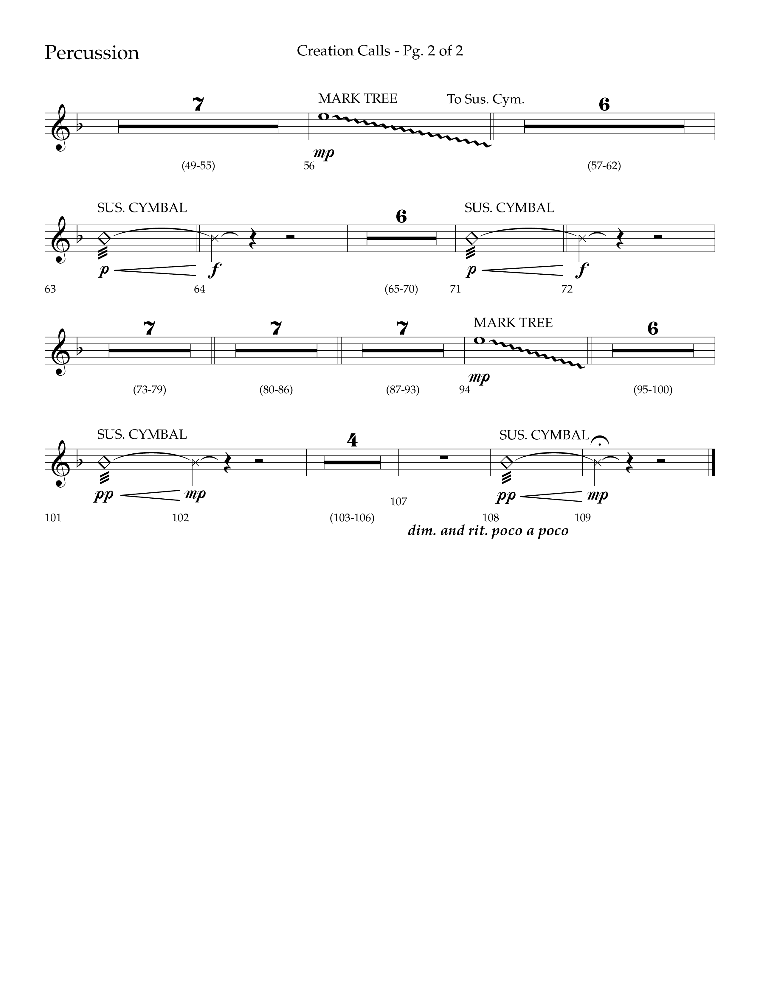 Creation Calls (Choral Anthem SATB) Percussion (Lifeway Choral / Arr. Ken Barker / Orch. Craig Adams)