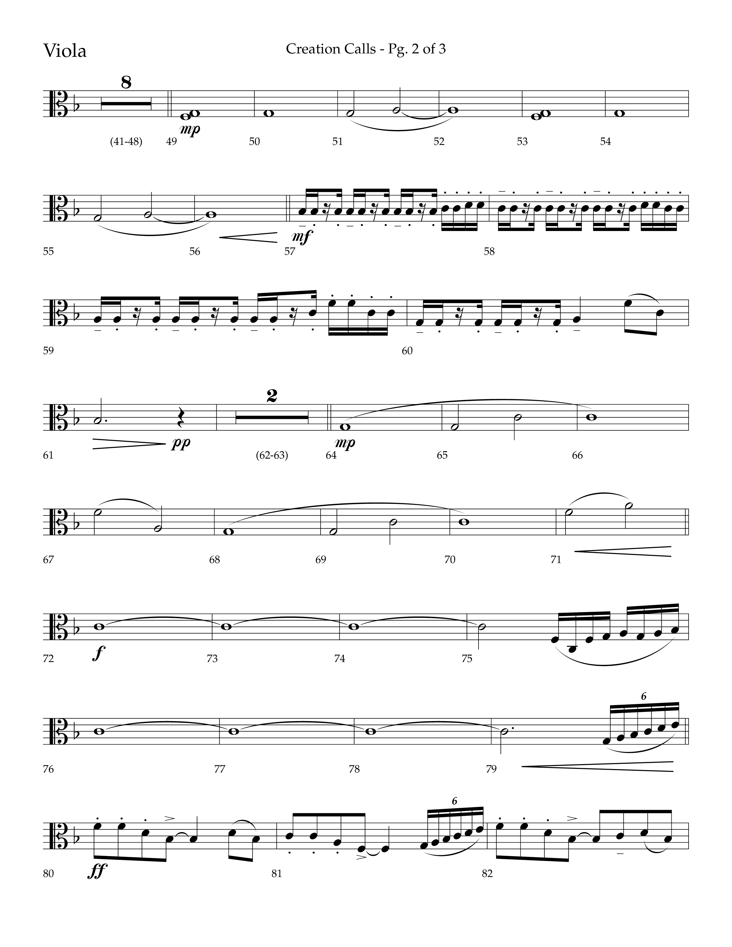 Creation Calls (Choral Anthem SATB) Viola (Lifeway Choral / Arr. Ken Barker / Orch. Craig Adams)