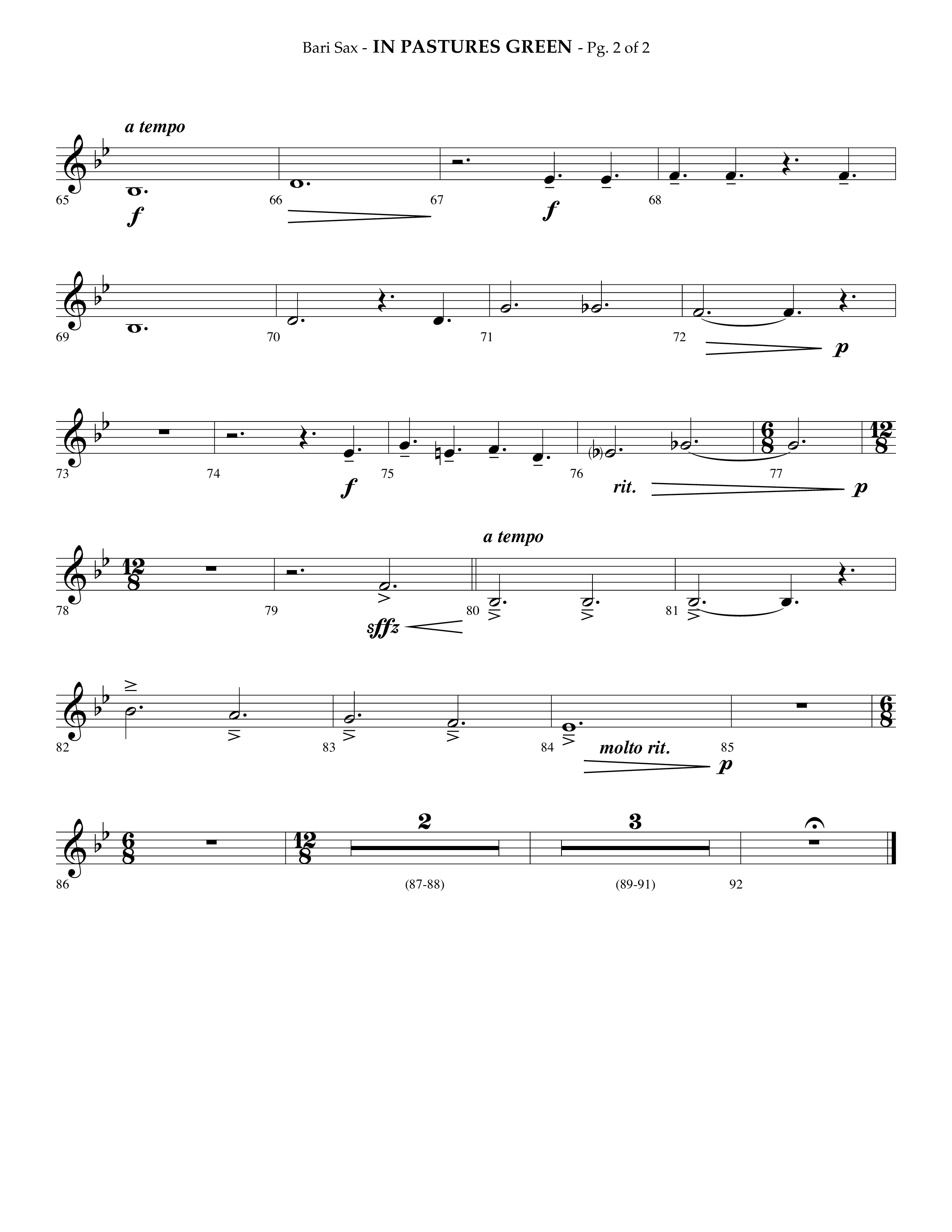 In Pastures Green (Choral Anthem SATB) Bari Sax (Lifeway Choral / Arr. Phillip Keveren)