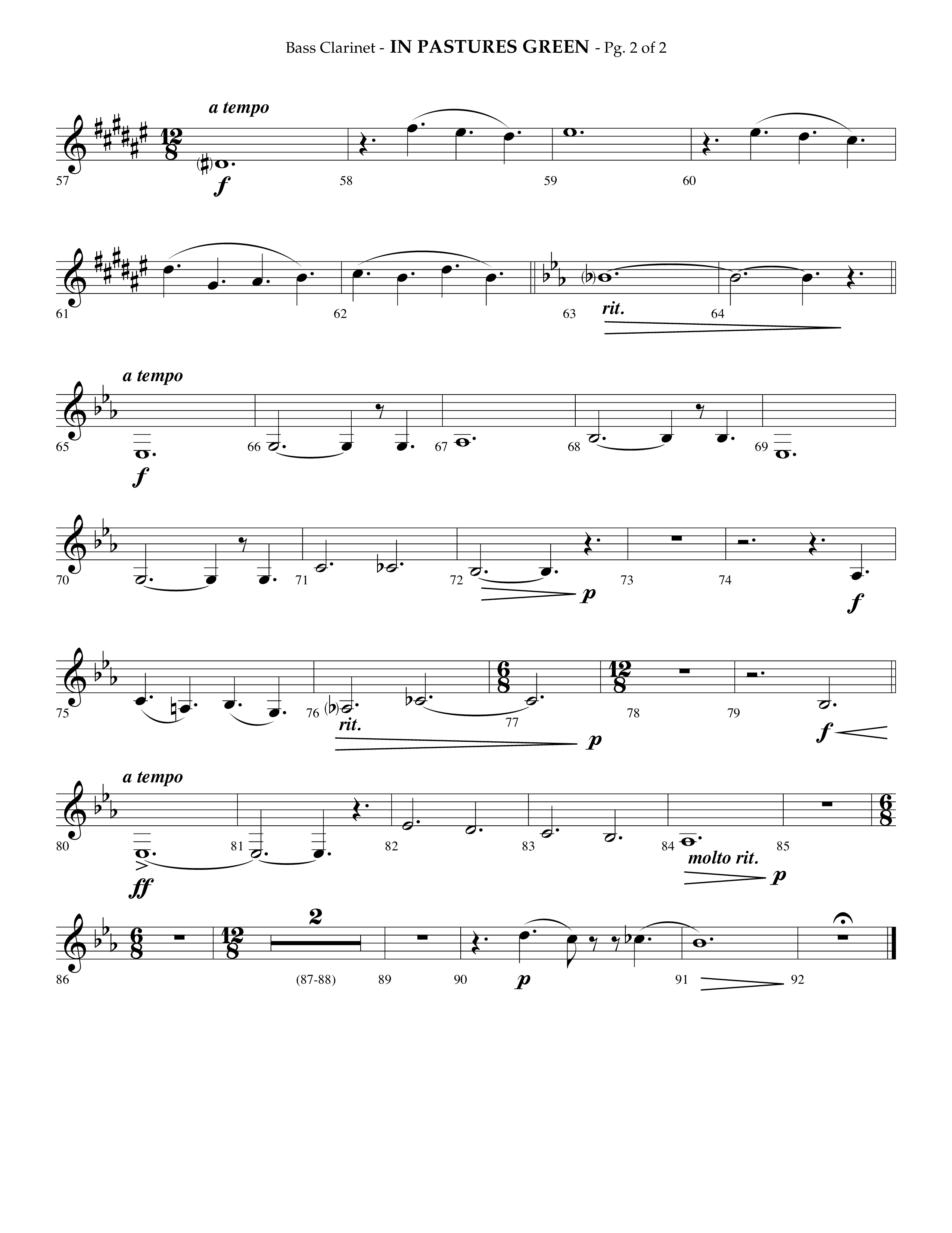 In Pastures Green (Choral Anthem SATB) Bass Clarinet (Lifeway Choral / Arr. Phillip Keveren)